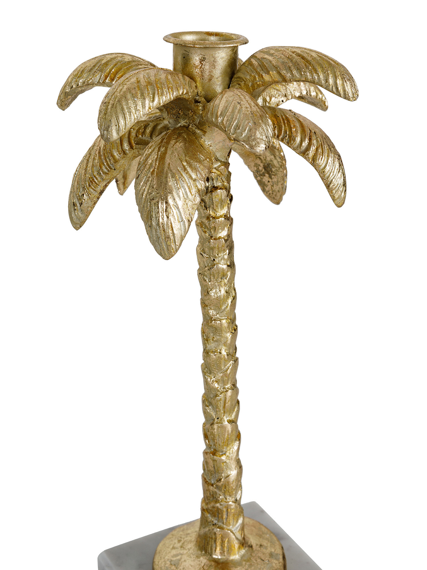 Palm-shaped candlestick on a marble base, Gold, large image number 1