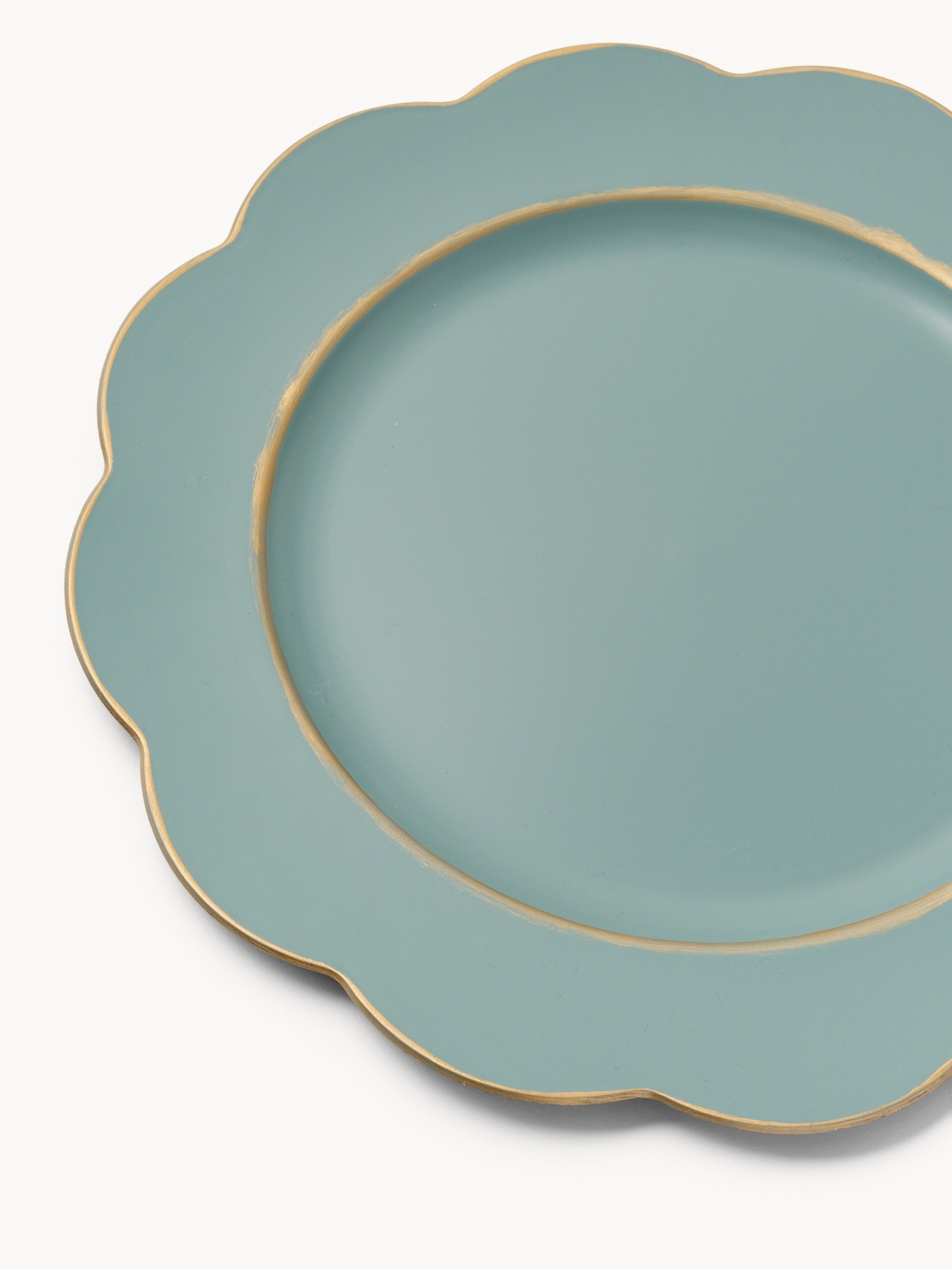 Sottopiatto in plastica con bordo ondulato, Azzurro/Oro, large image number 1