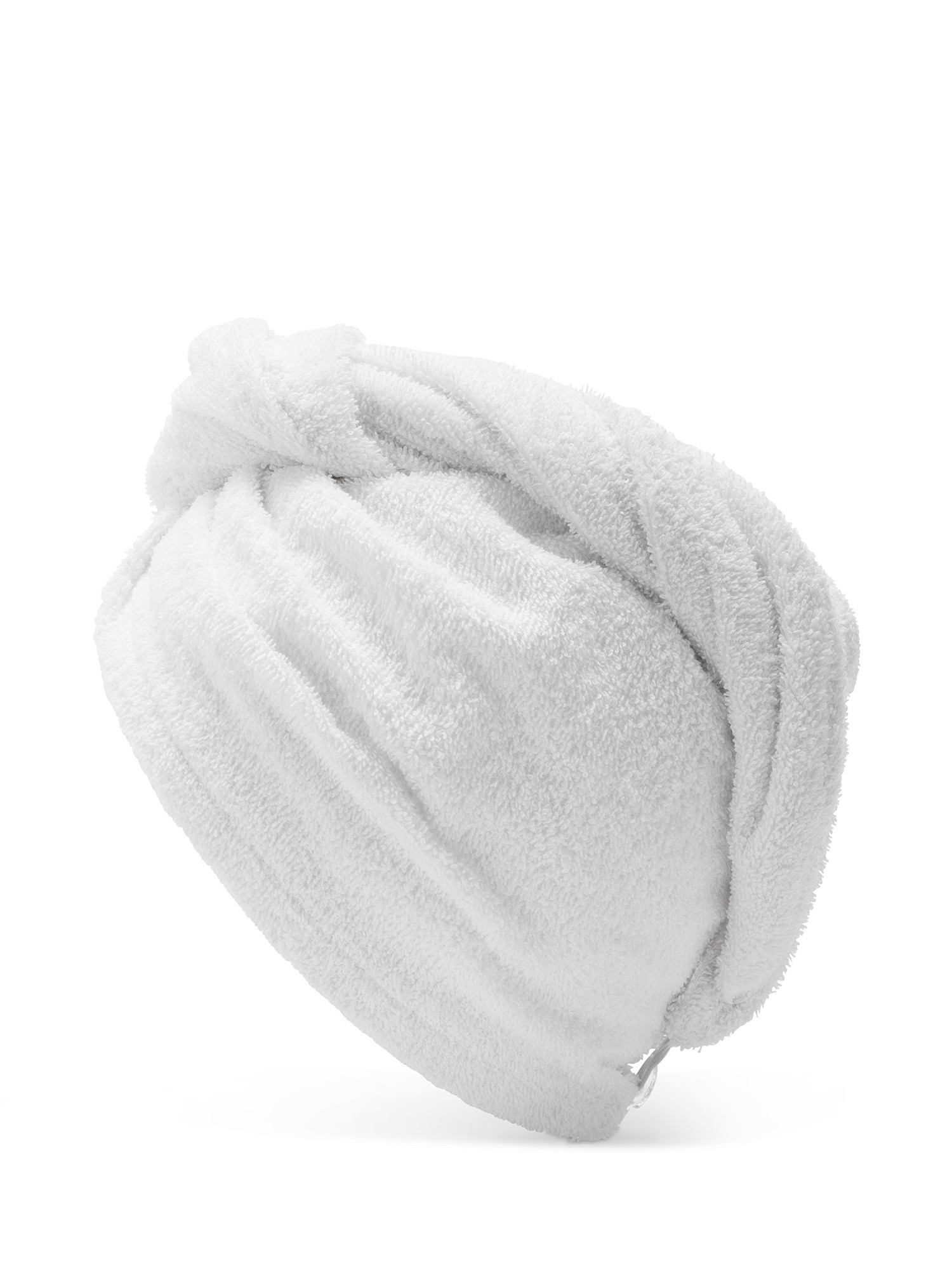 Set telo bagno turbante fascia beauty in spugna di cotone, Bianco, large image number 4