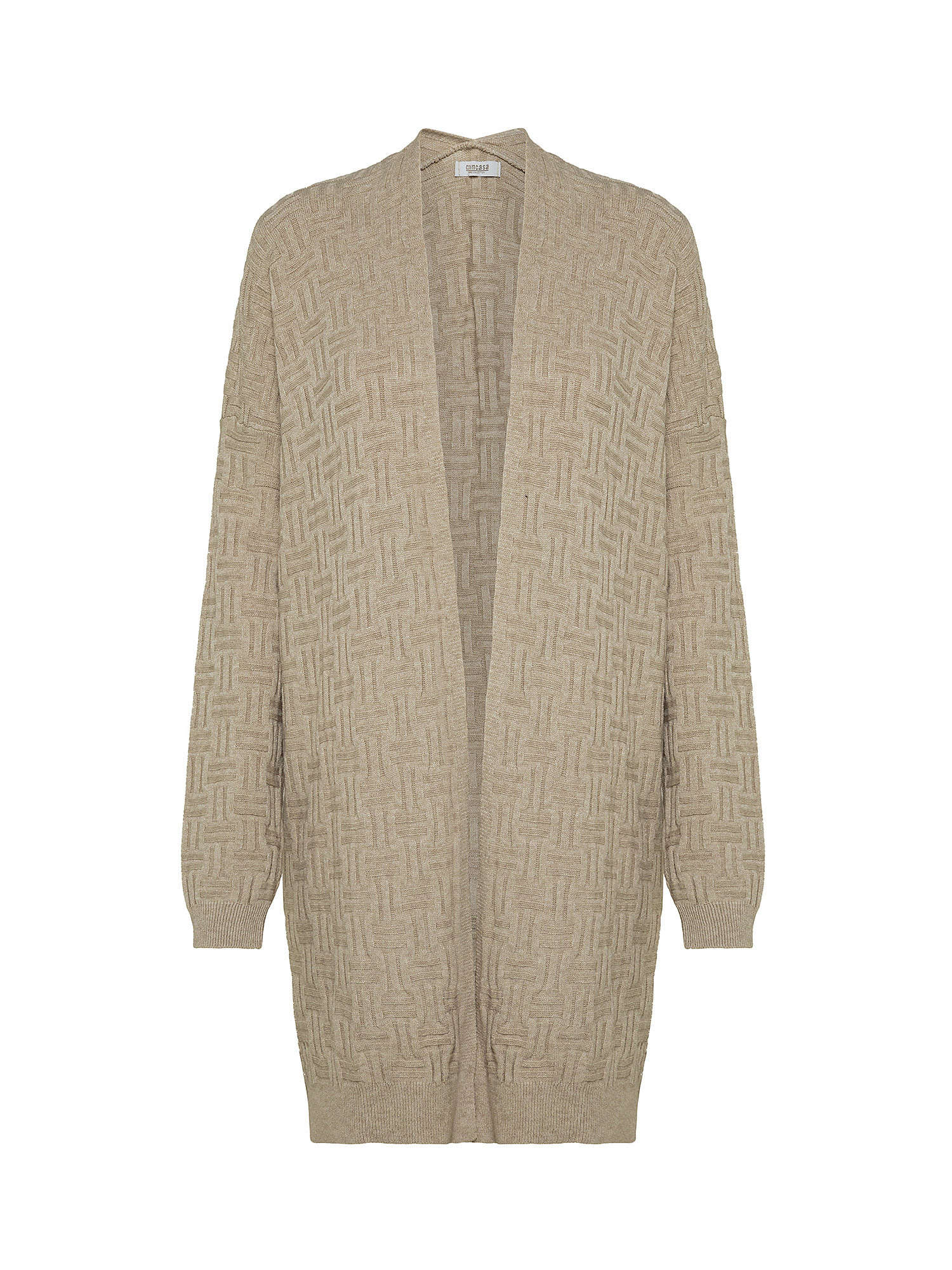 Knitted cardigan with weave, Beige, large image number 0