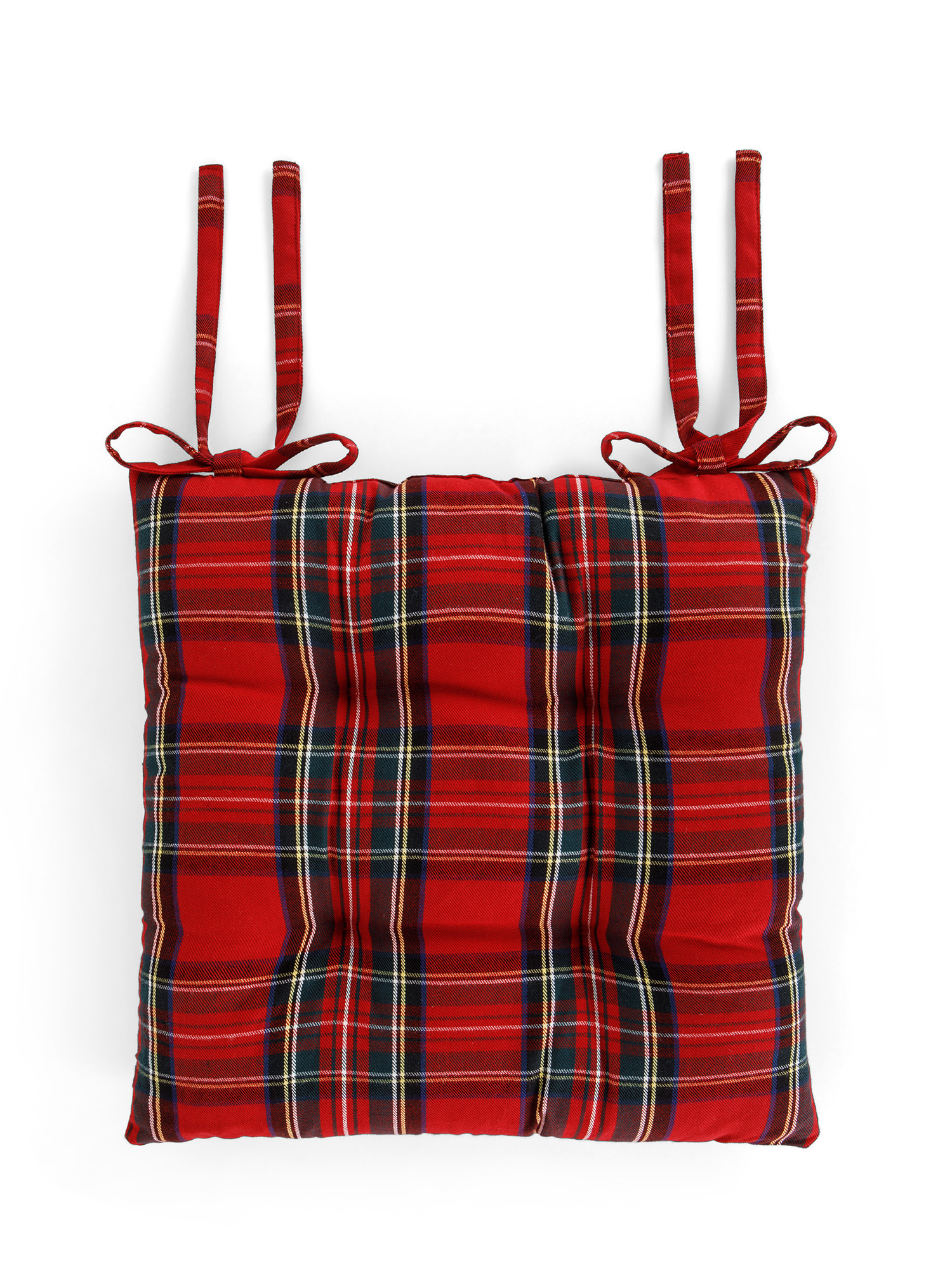Tartan cotton twill chair cushion, Red, large image number 0