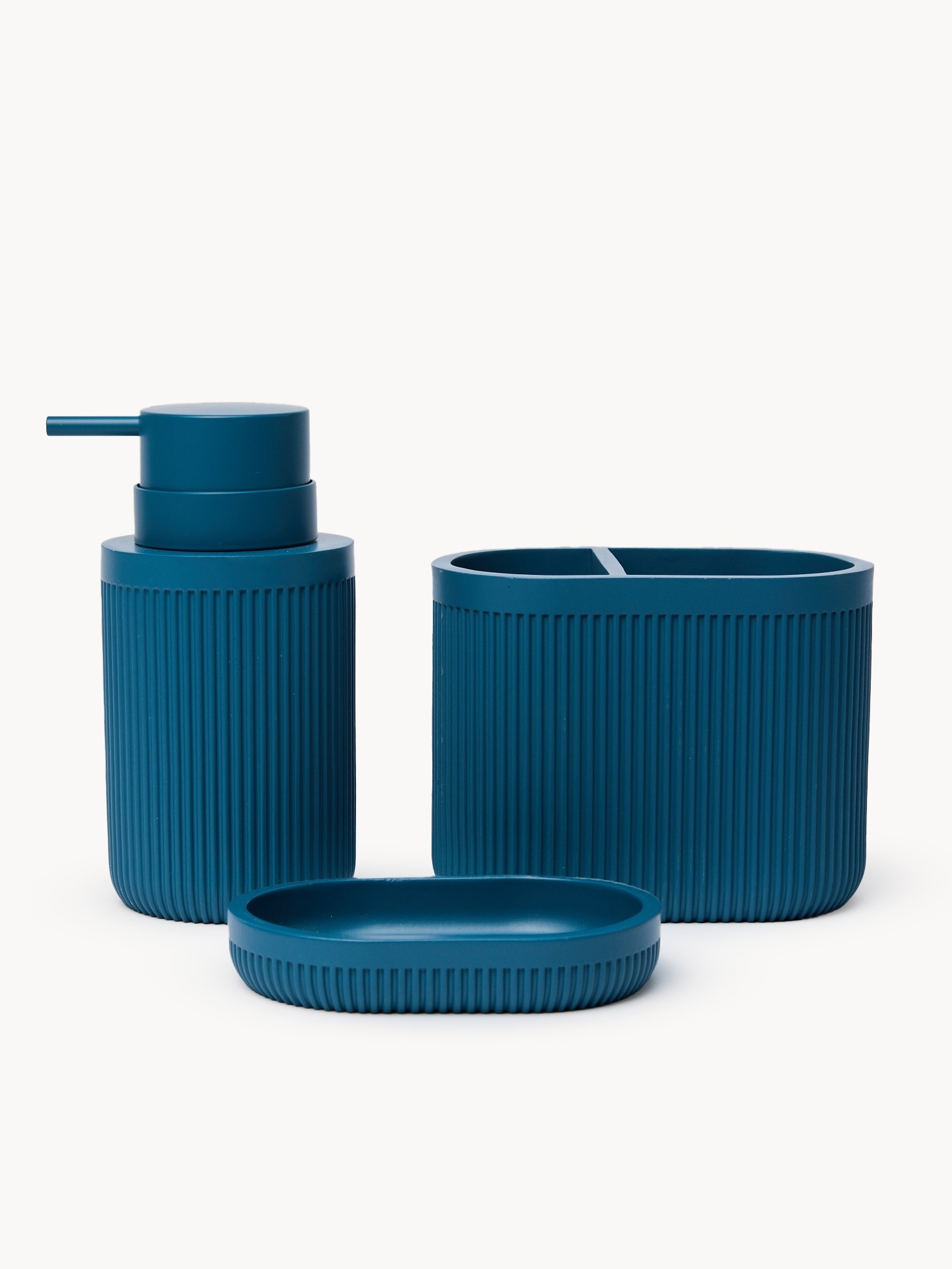 Solid color polyresin soap dish, Blue, large image number 1