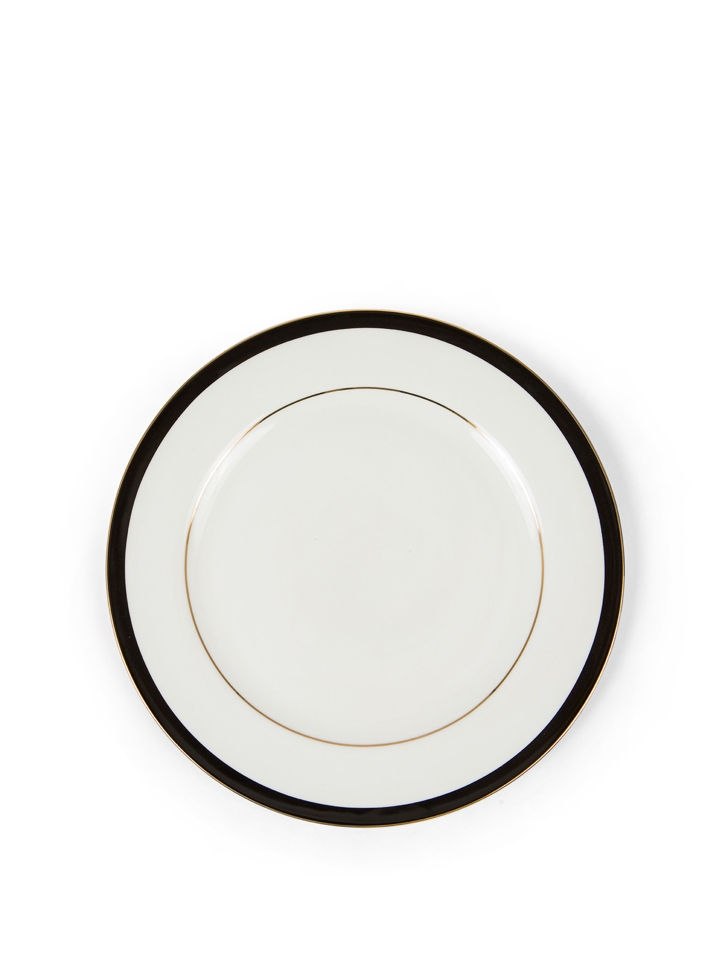 Flat plate in new bone china with black edge, White, large image number 0