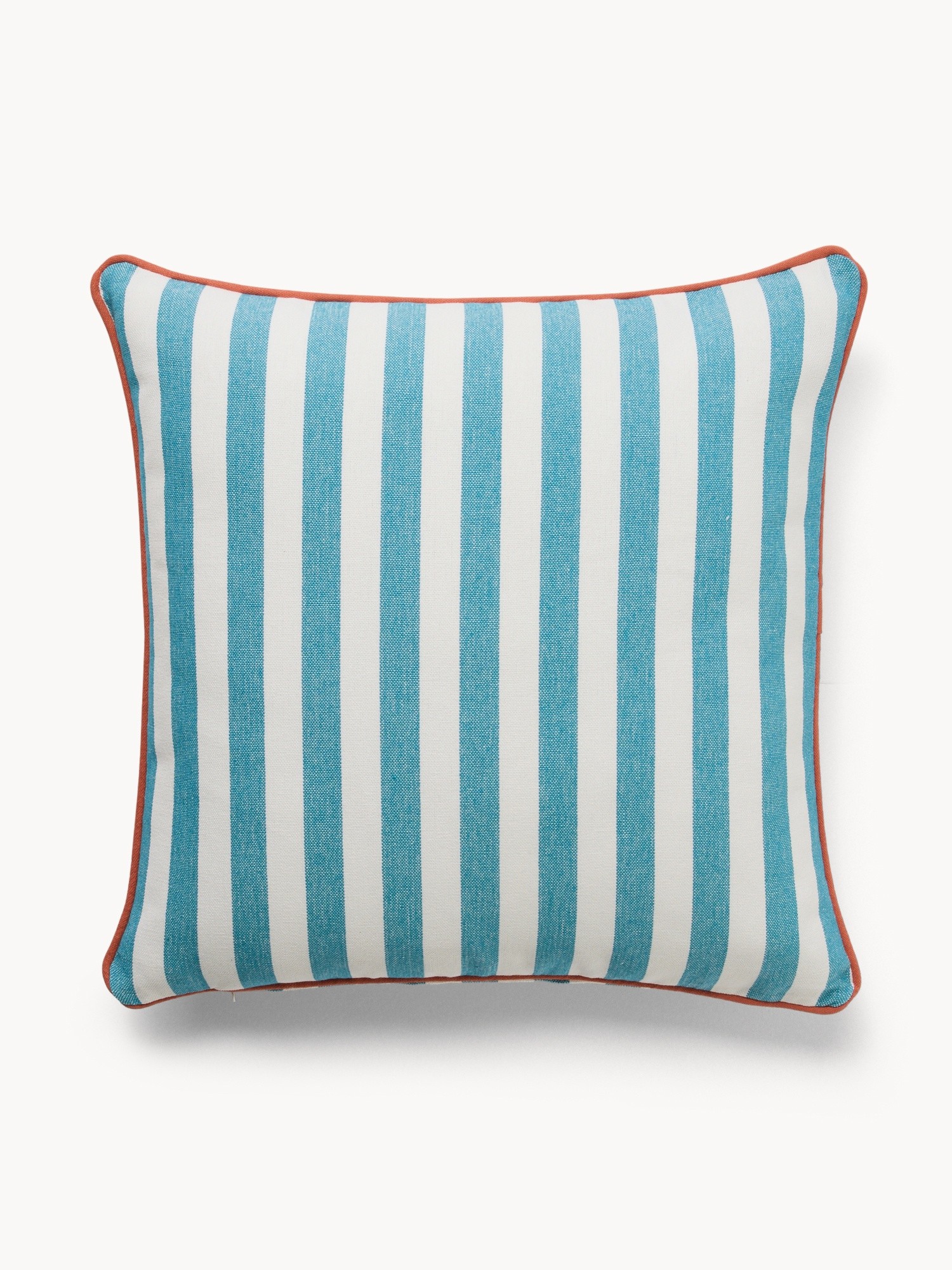 Striped Cushion with Contrast Overlock 45x45cm - Introductory Price, Blue, large image number 0