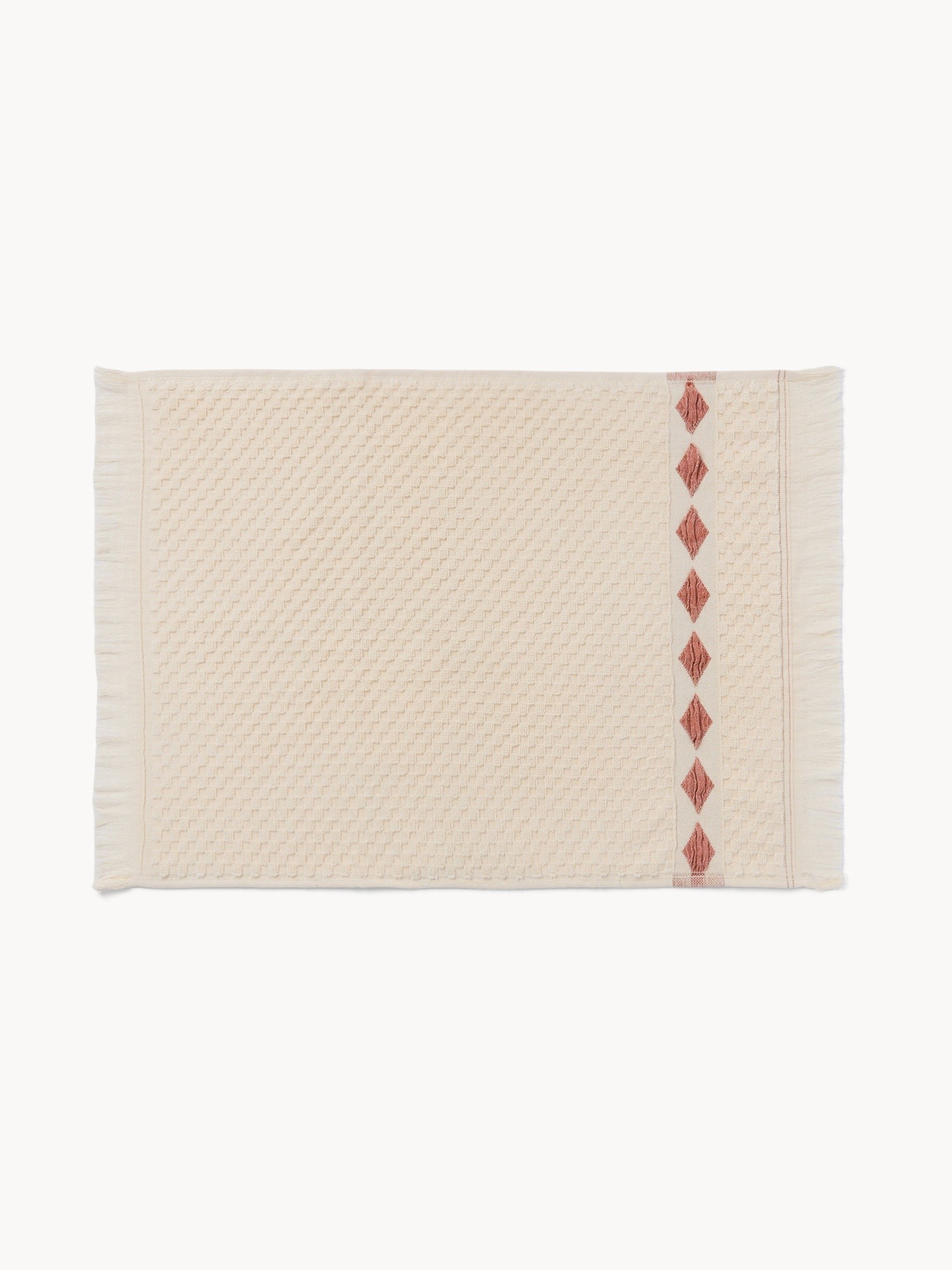 Cotton terry towel with diamond pattern - Discounted price, Beige, large image number 0