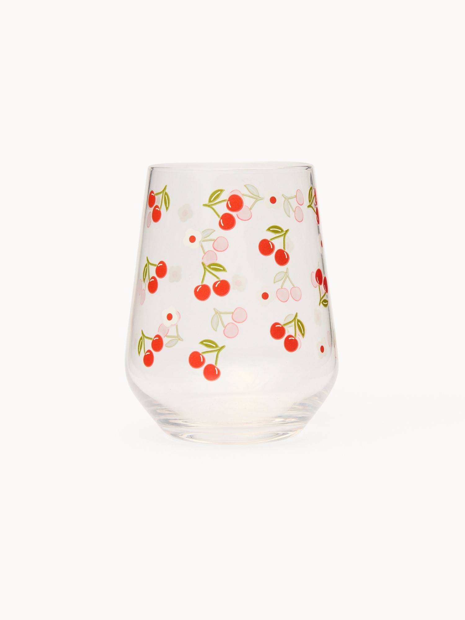 Bicchiere acqua in vetro motivo ciliegie - Prezzo di lancio, Trasparente, large image number 0