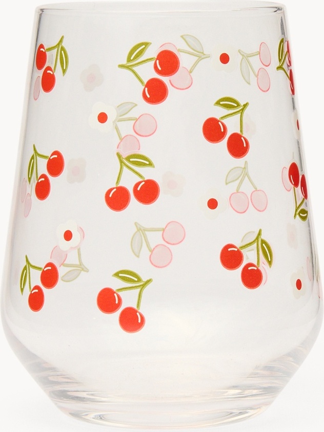 Bicchiere acqua in vetro motivo ciliegie - Prezzo di lancio
