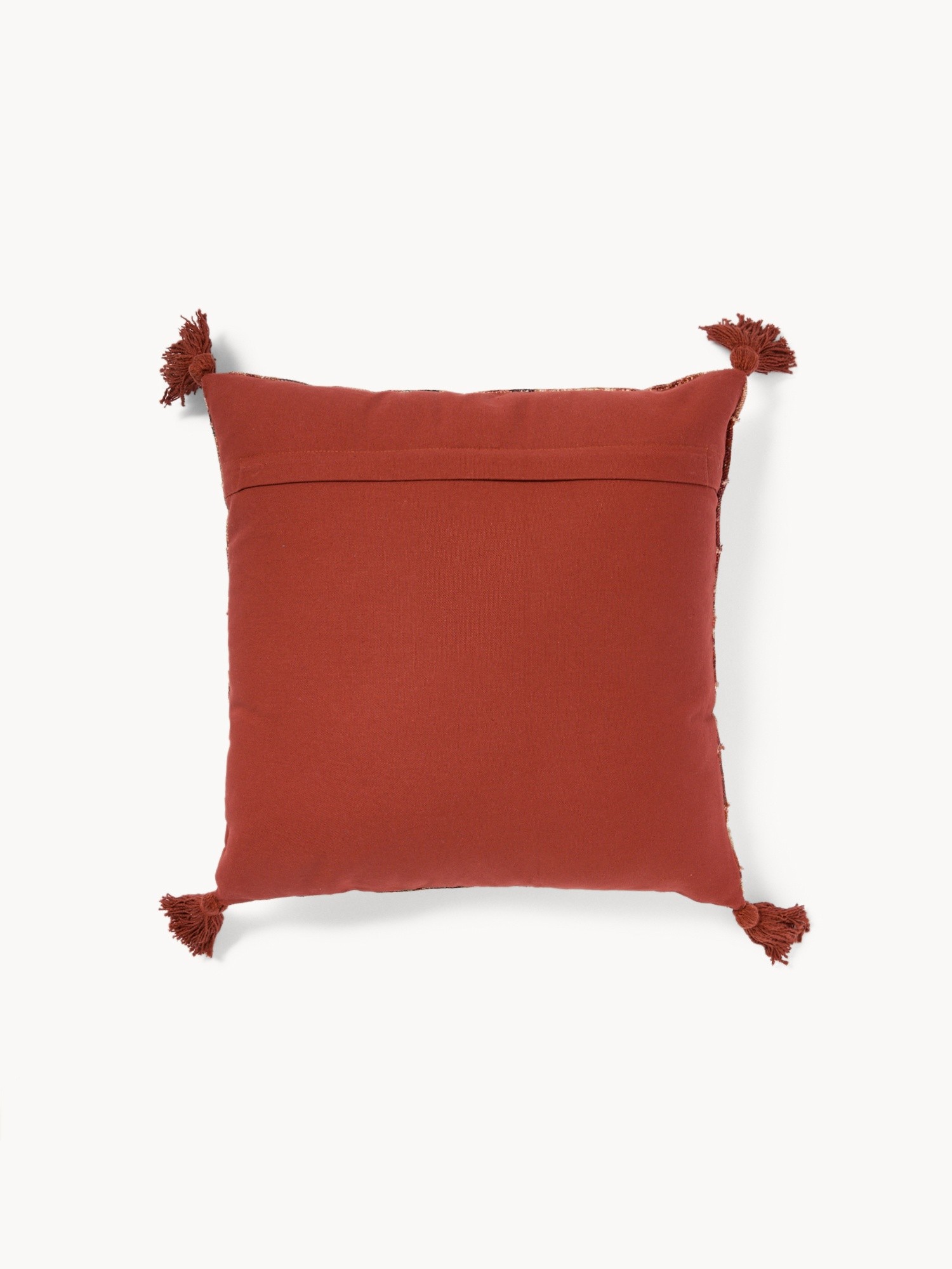 Damask print cushion with tassels, 45x45cm - Discounted Price, Red, large image number 1