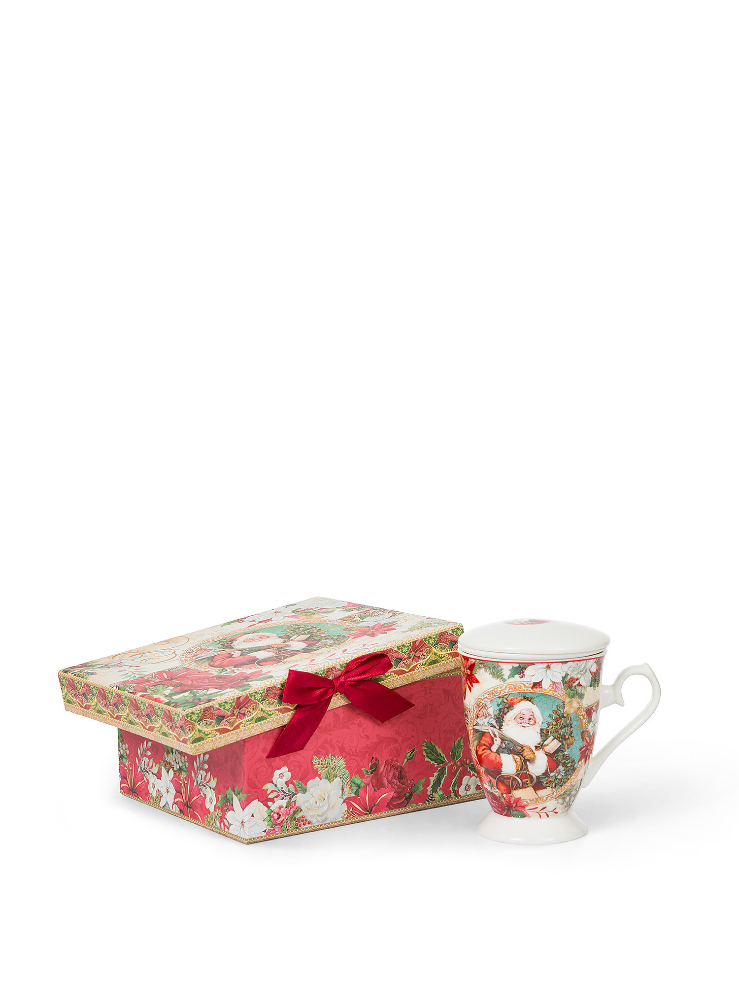 Vintage new bone china herbal tea cup, White Red, large image number 1