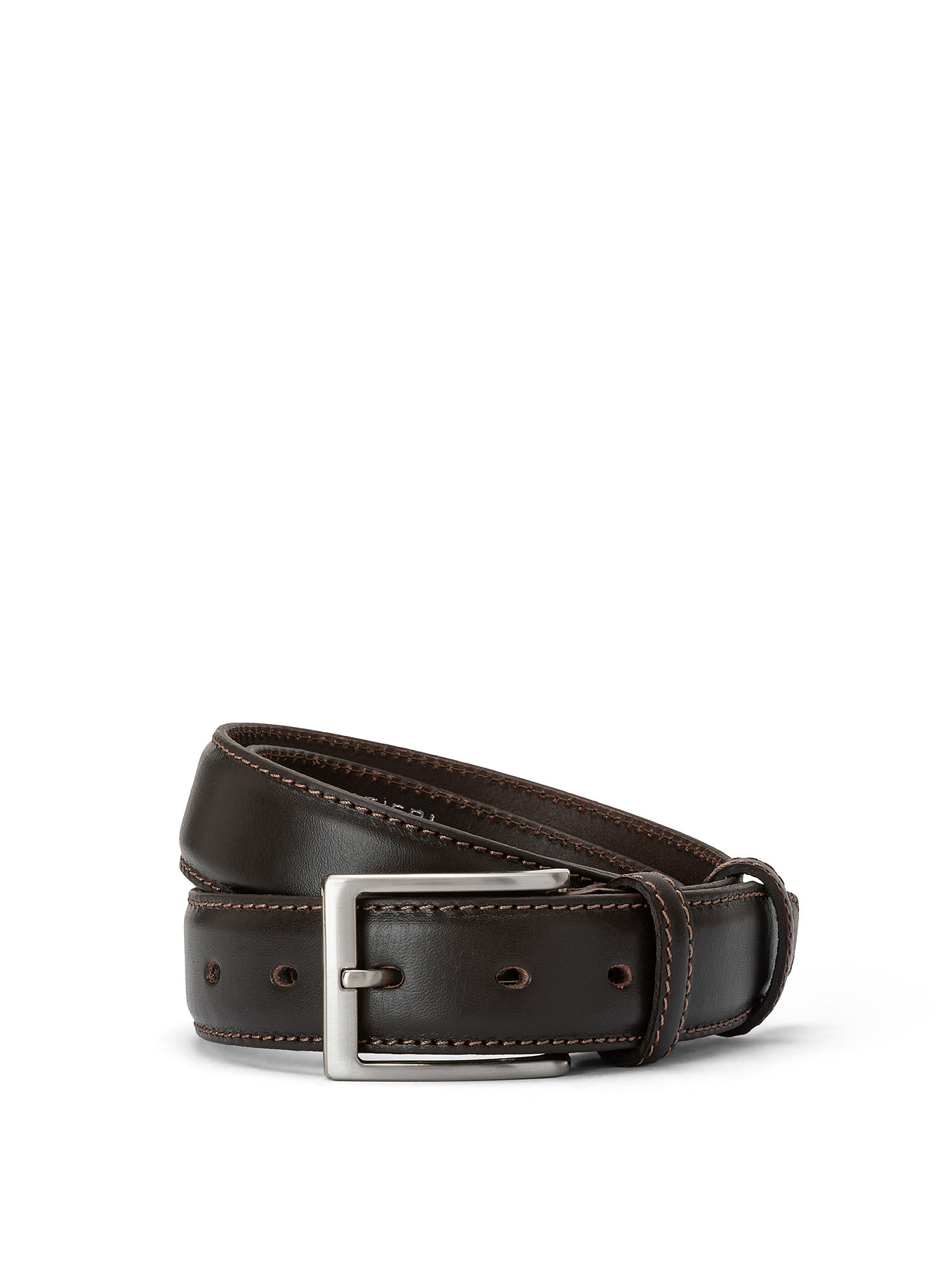 Real-leather belt, Brown, large image number 0
