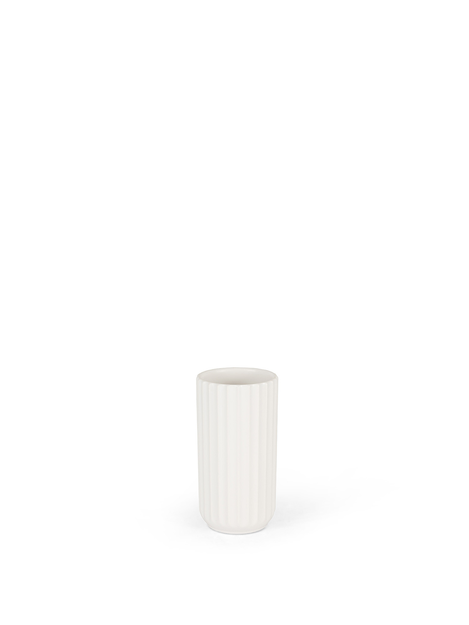 Vaso ceramica rigata, Bianco, large image number 0