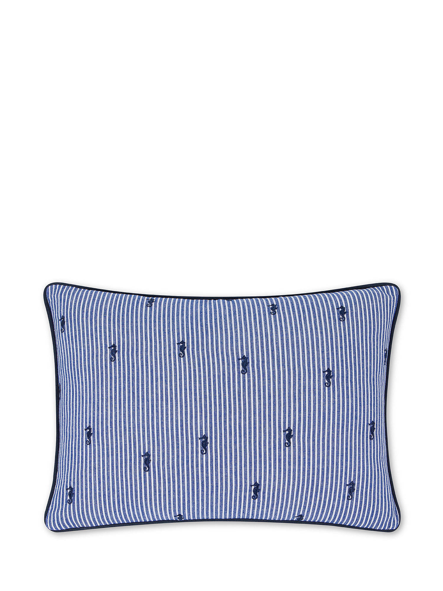 Cuscino 35X50 cm in cotone con ricami, Bianco/Blu, large image number 0