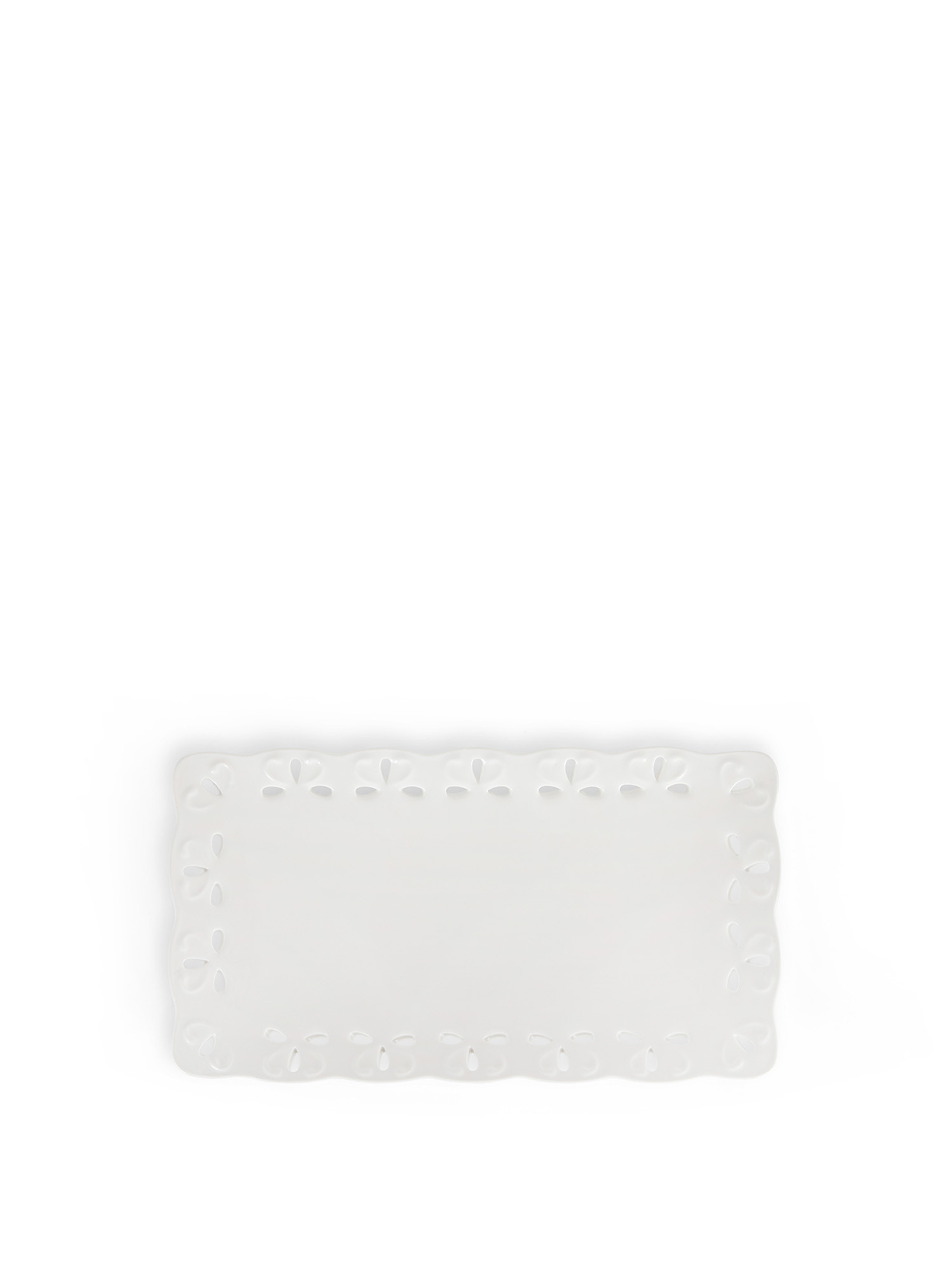 Ceramic tray with perforated edge, White, large image number 0