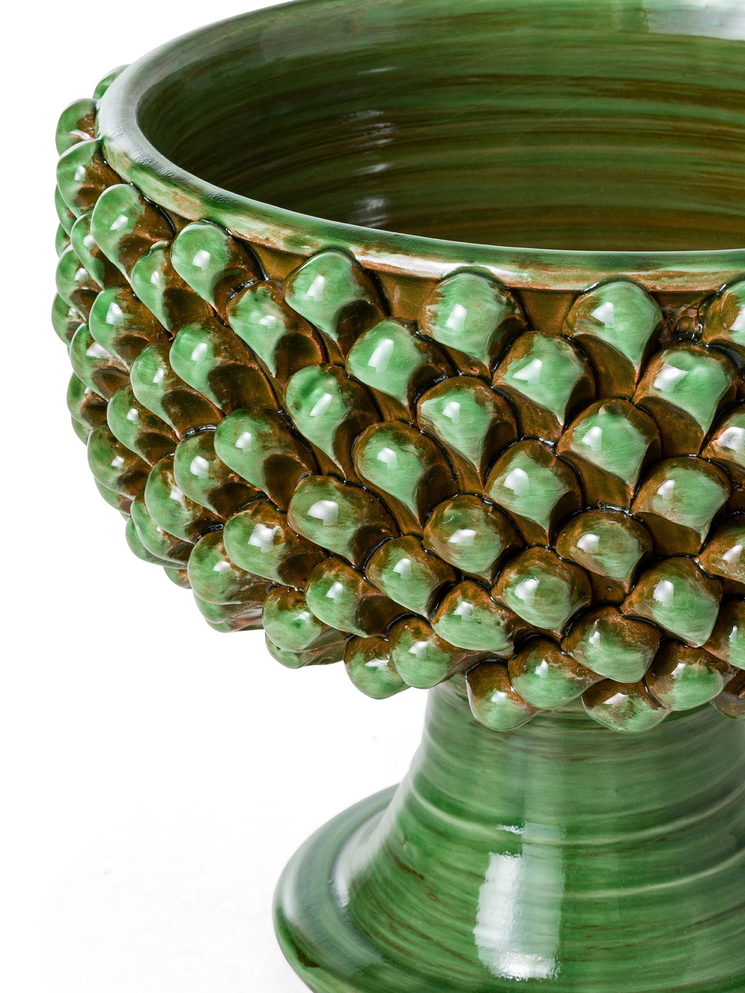 Handmade ceramic vase cover Made in Italy, Green, large image number 1
