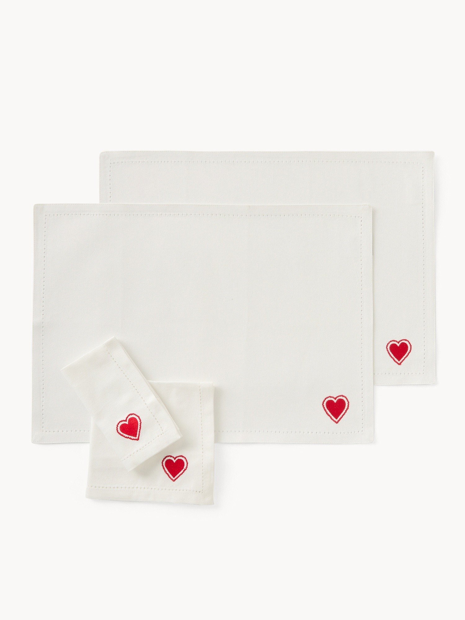 Set of 2 napkins and 2 placemats with gift box - Discounted Price, White, large image number 0