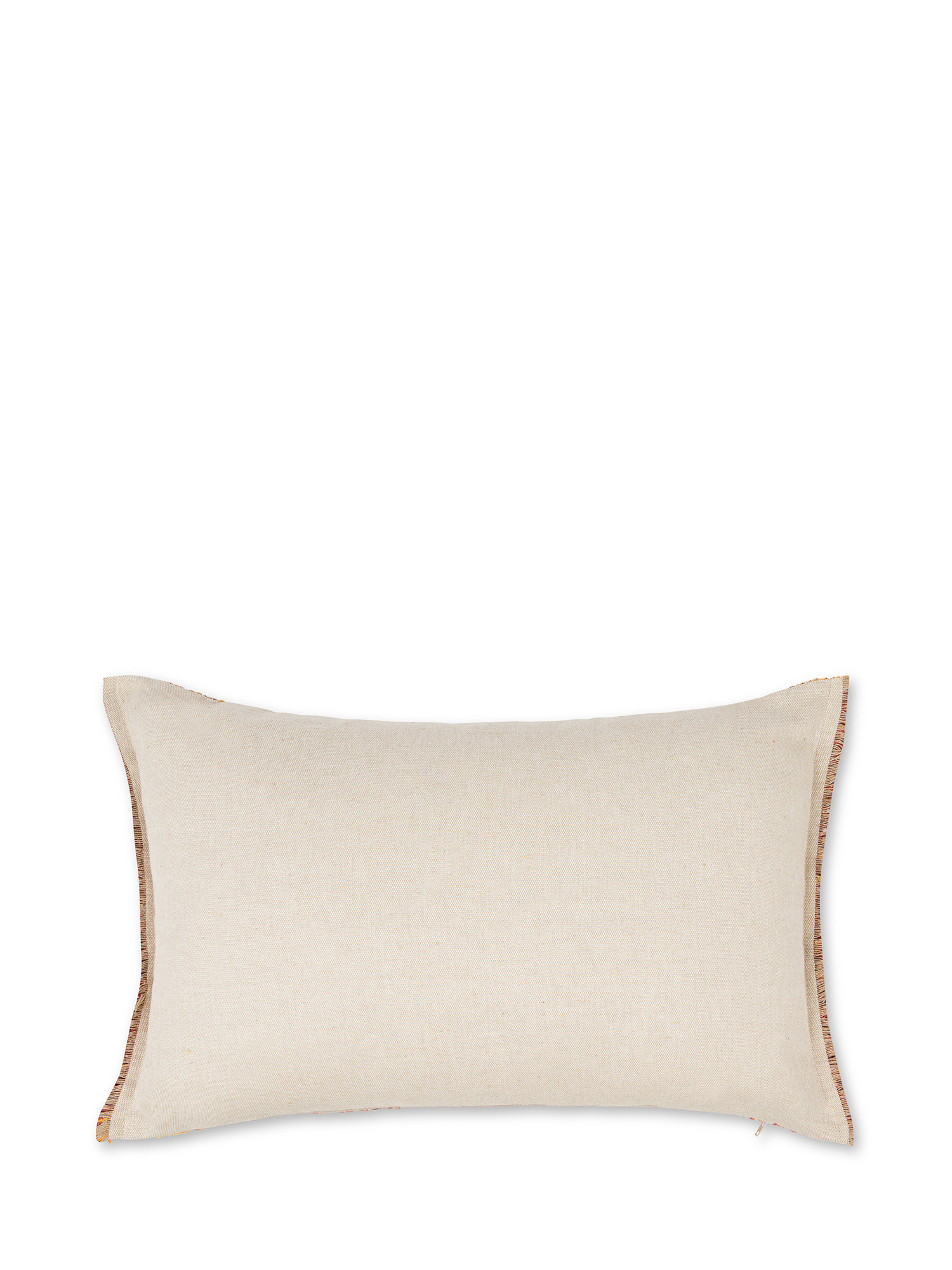 Jacquard knitted cushion with fringes 35X55cm, Orange, large image number 1