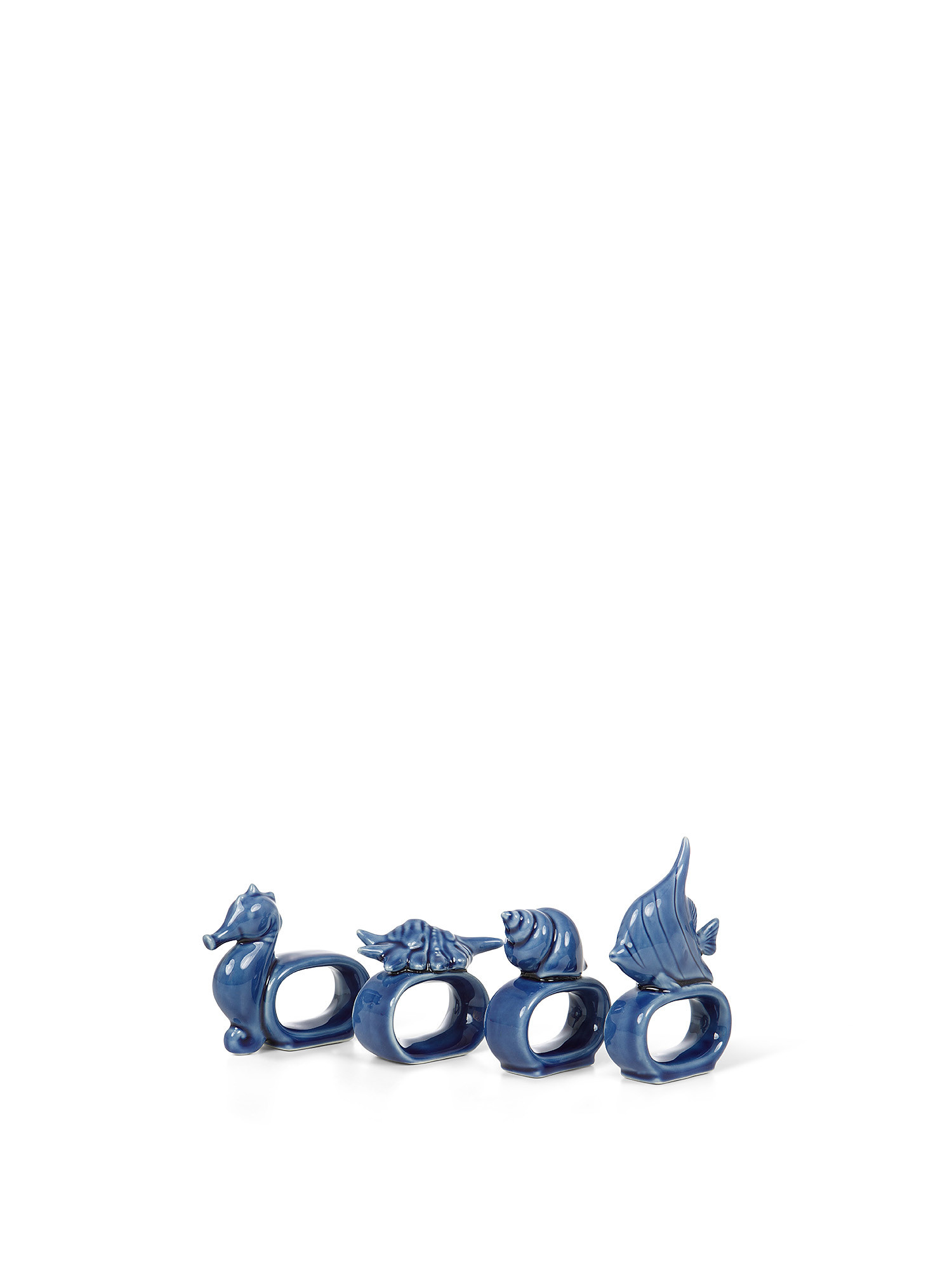 Portatovaglioli porcellana motivi marini, Blu, large image number 0