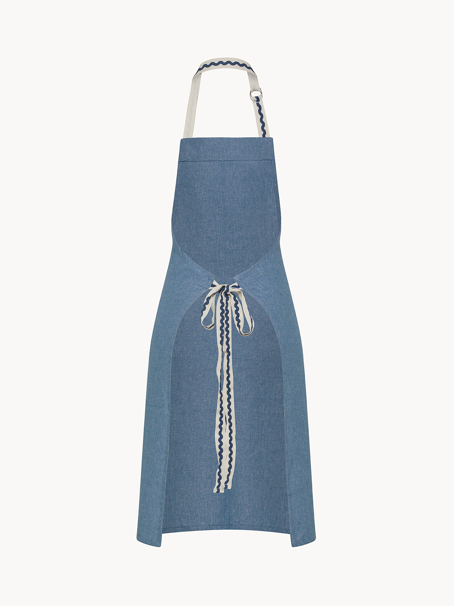 Grembiule da cucina in puro cotone con nastro, Azzurro, large image number 1