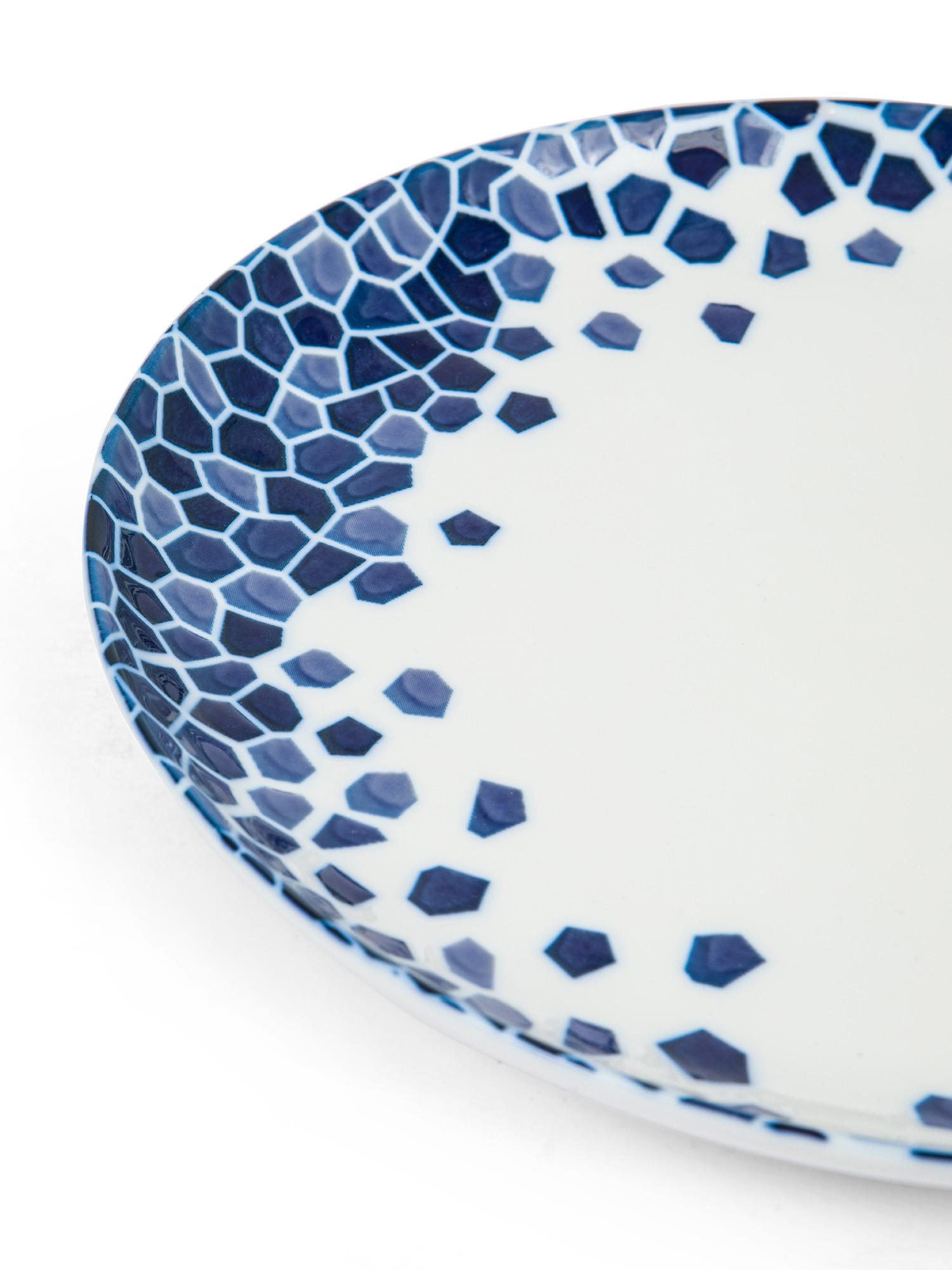 Porcelain fruit plate with blue mosaic, White / Blue, large image number 1