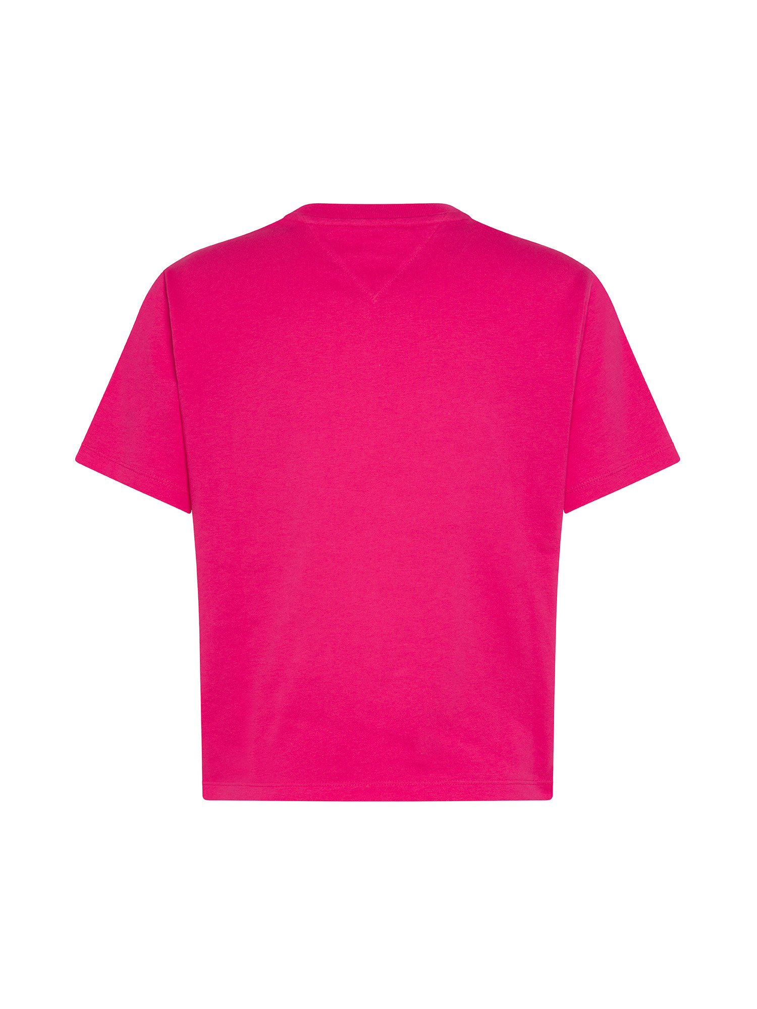 Tommy Jeans - T-shirt con logo ricamato in cotone, Rosa fuxia, large image number 1