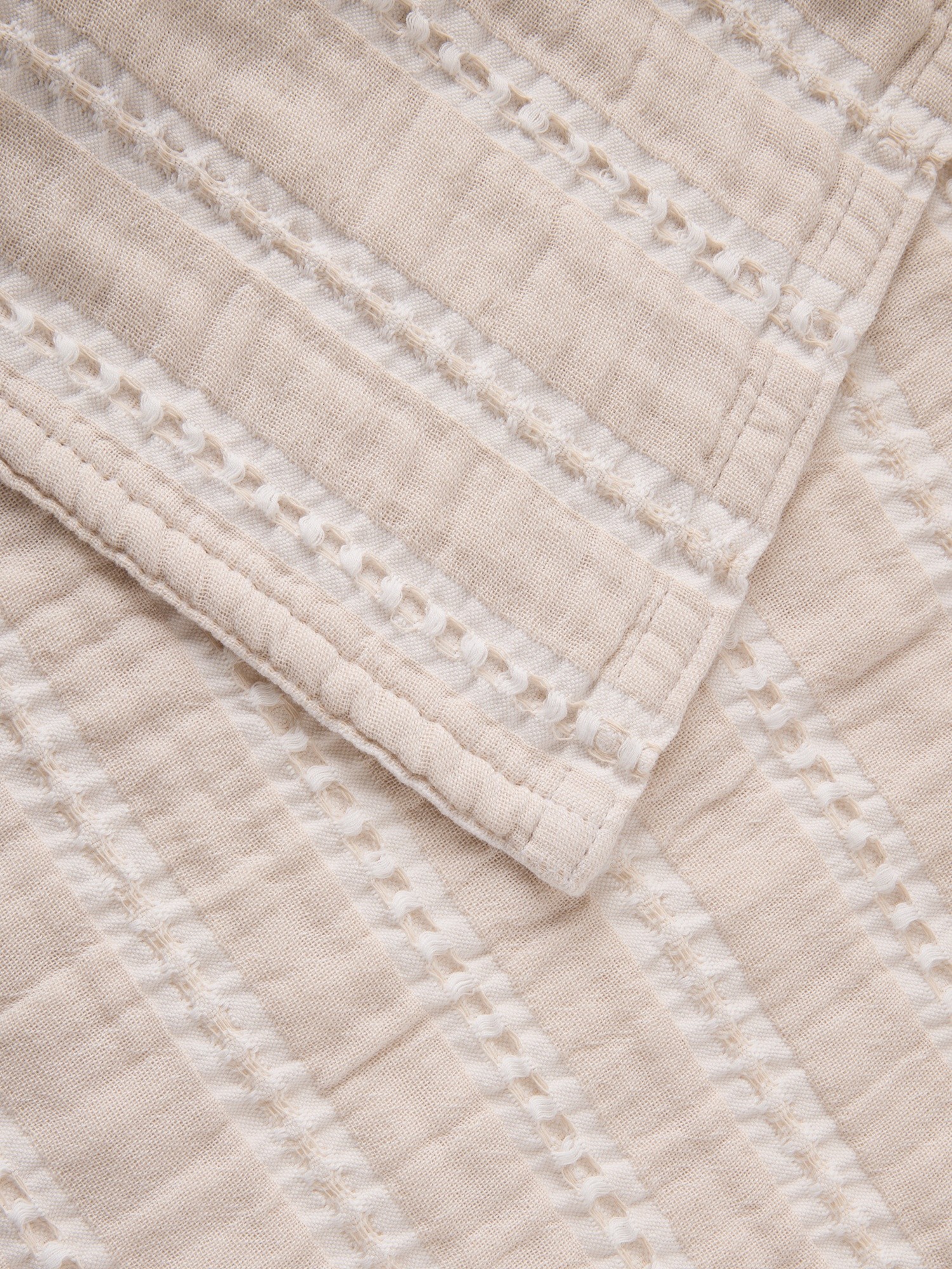 Copriletto in puro cotone motivo a righe, Beige, large image number 1