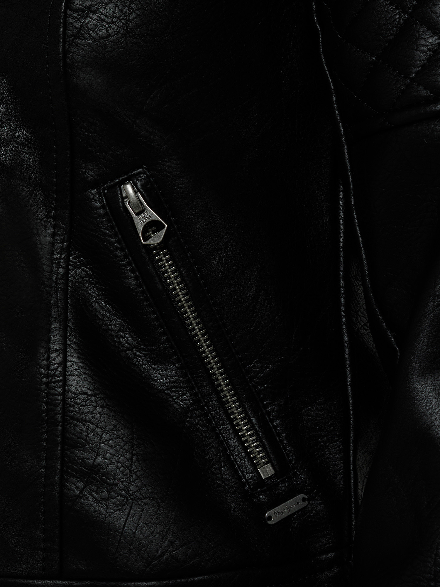 Astrid turn-up collar motorcycle jacket, Black, large image number 2