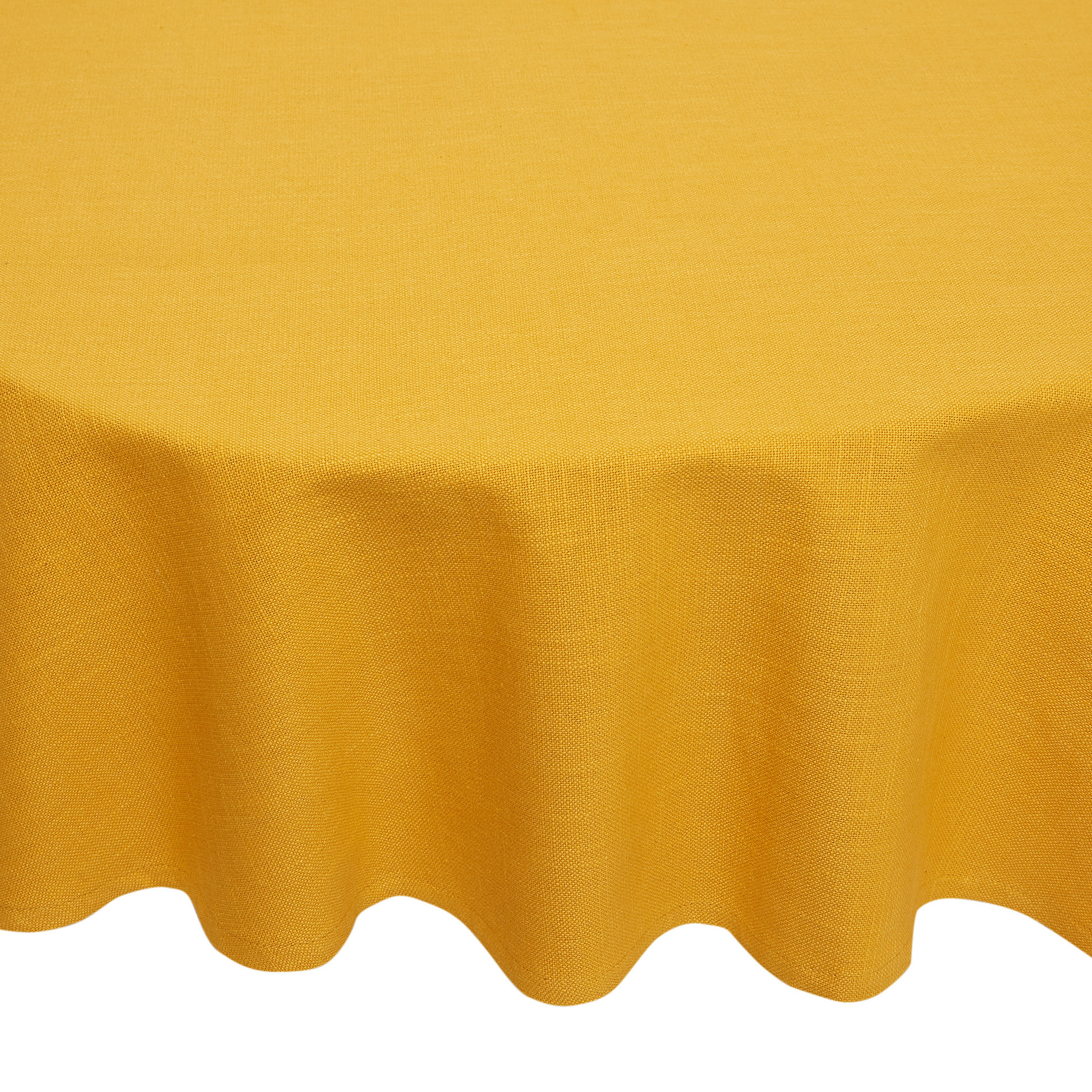 Round solid colour tablecloth in 100% iridescent cotton, Ocra Yellow, large image number 0
