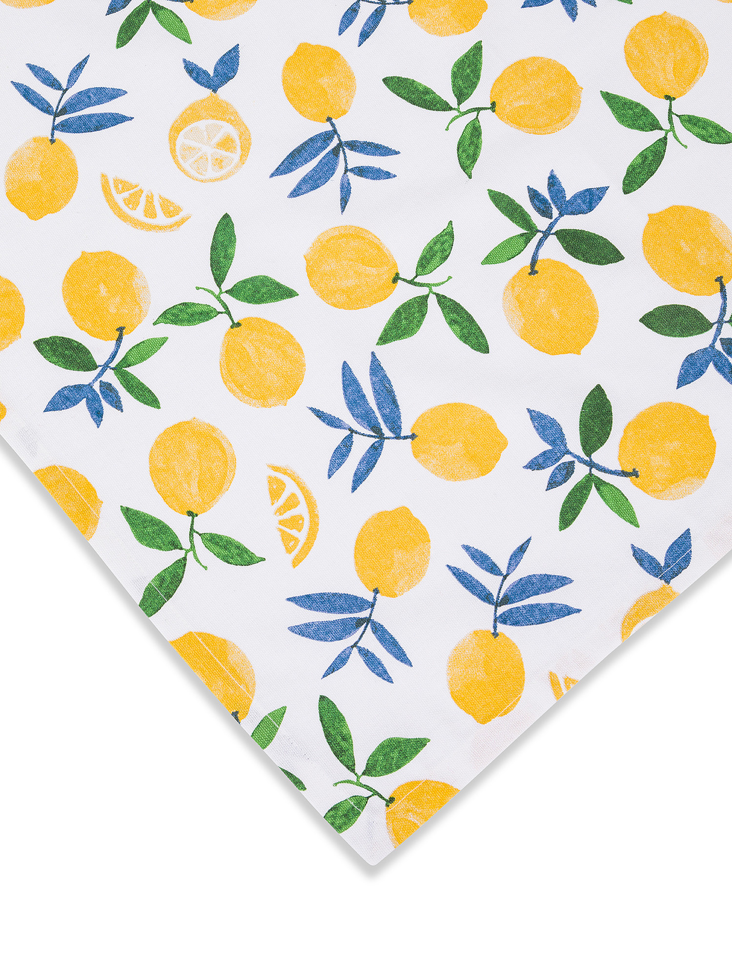 Cotton table cover with lemon print, White, large image number 1