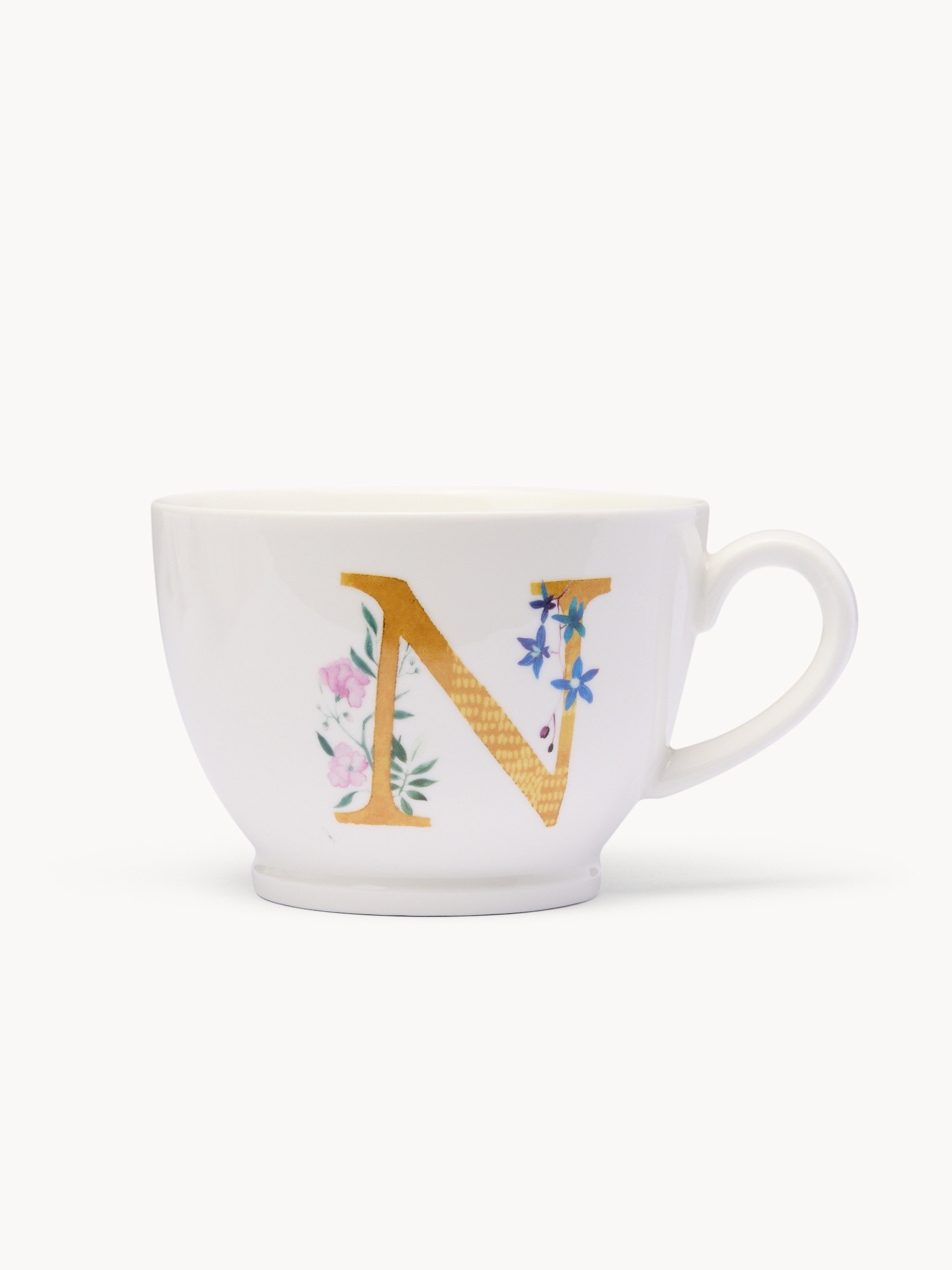 Tazza da colazione in new bone china lettera N, Bianco 1, large image number 0