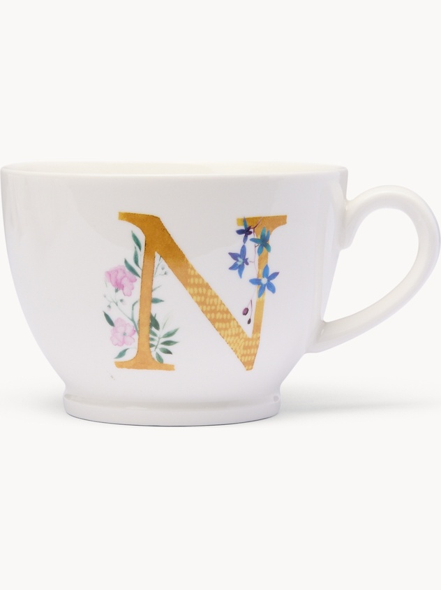 Tazza da colazione in new bone china lettera N