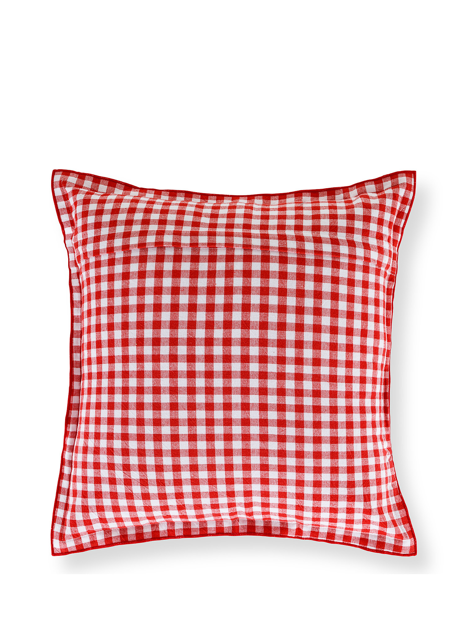 Cotton cushion with vichy motif 45x45cm, Red, large image number 1
