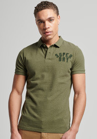 Superdry - Cotton piqué polo shirt with logo, Green, large image number 1