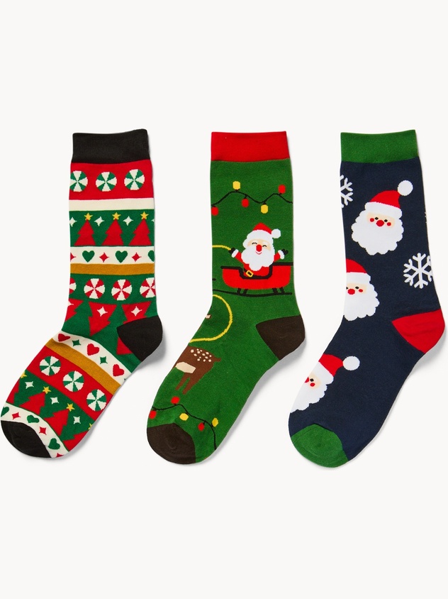 Set of 3 Christmas socks with gift box