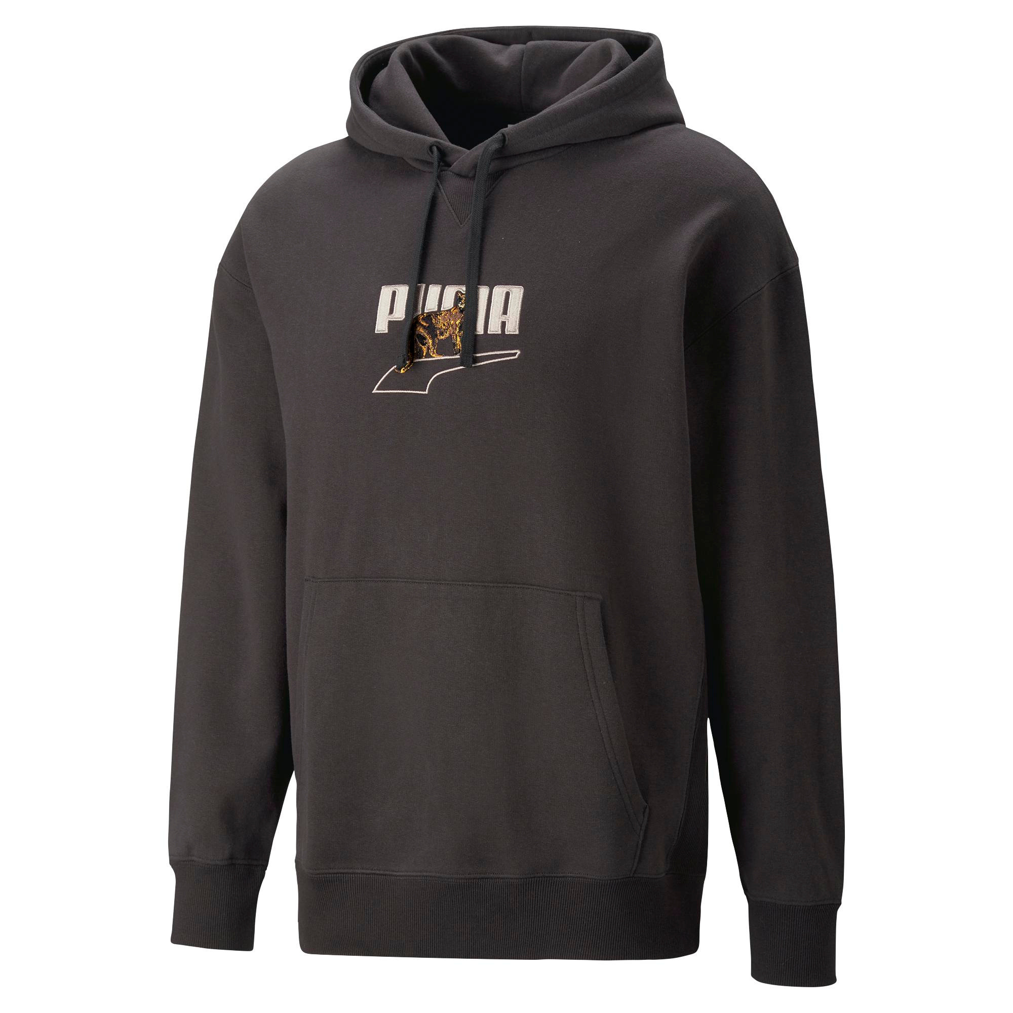 Puma - Cotton hooded sweatshirt with graphic print, Black, large image number 0