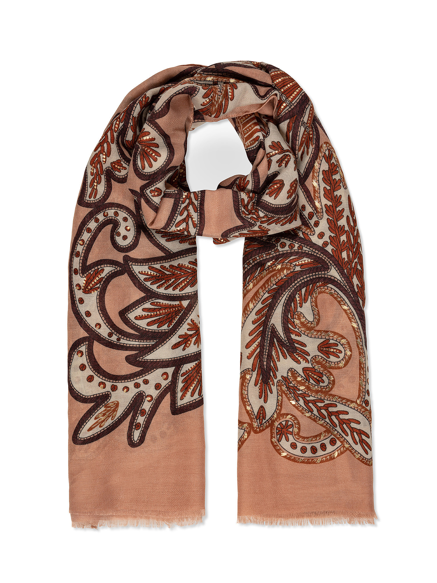 Koan - Scarf with floral print, Pink, large image number 0