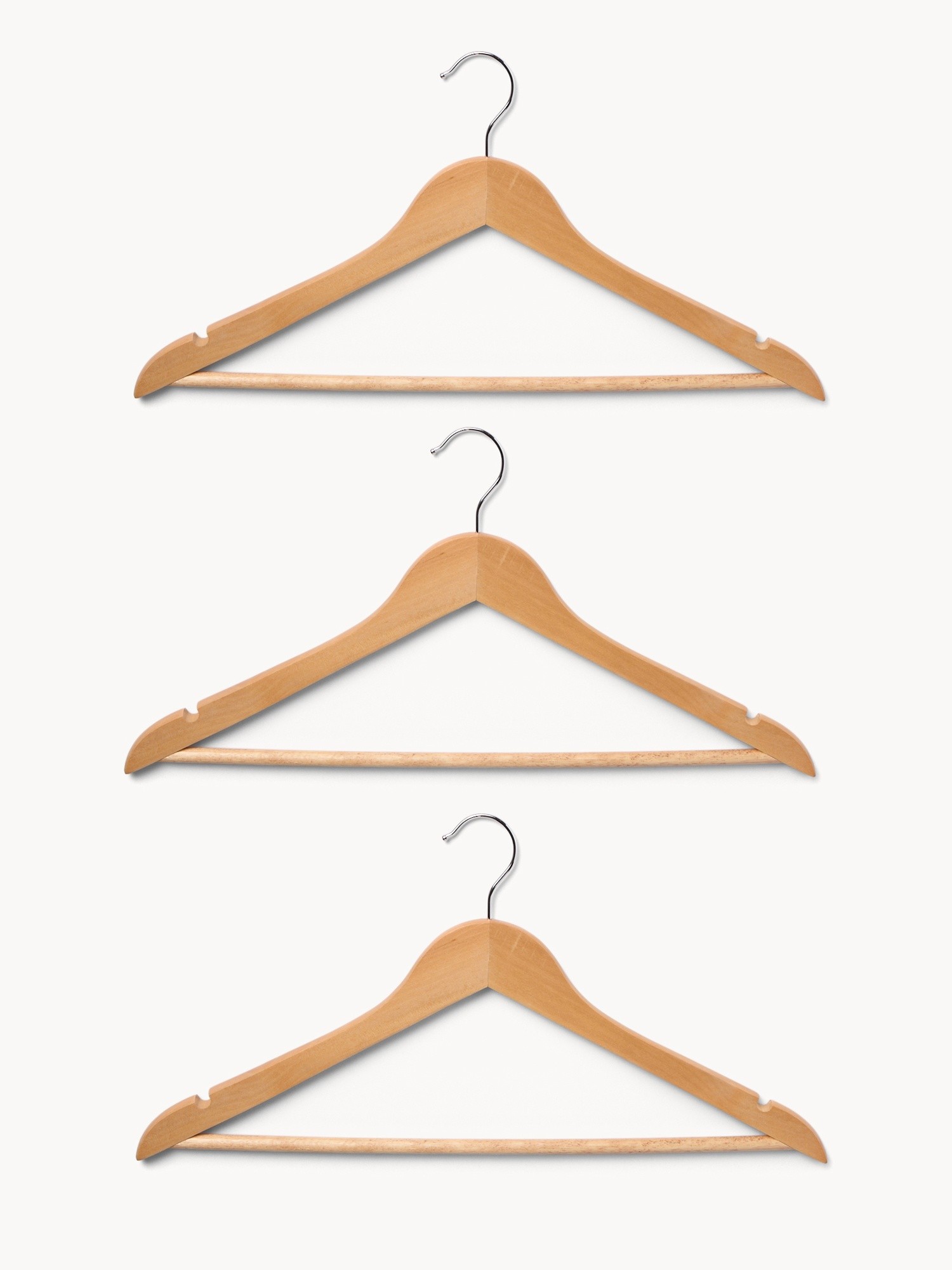 Set of 3 wooden hangers, Natural, large image number 0