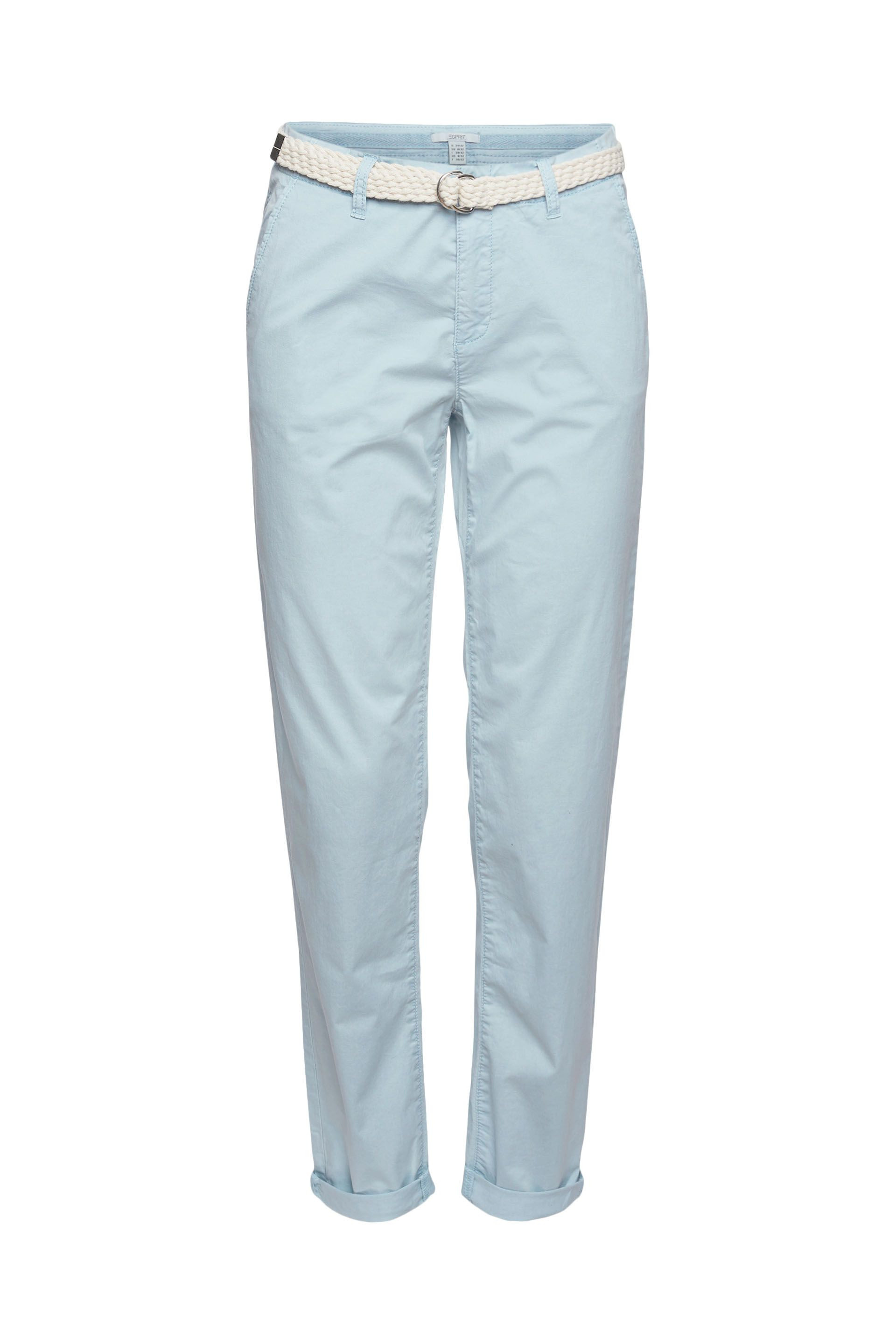 Chino trousers with woven belt, Blue Celeste, large image number 0