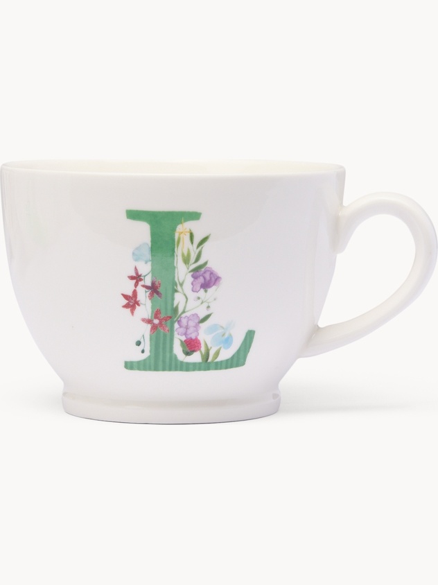 Tazza da colazione in new bone china lettera L