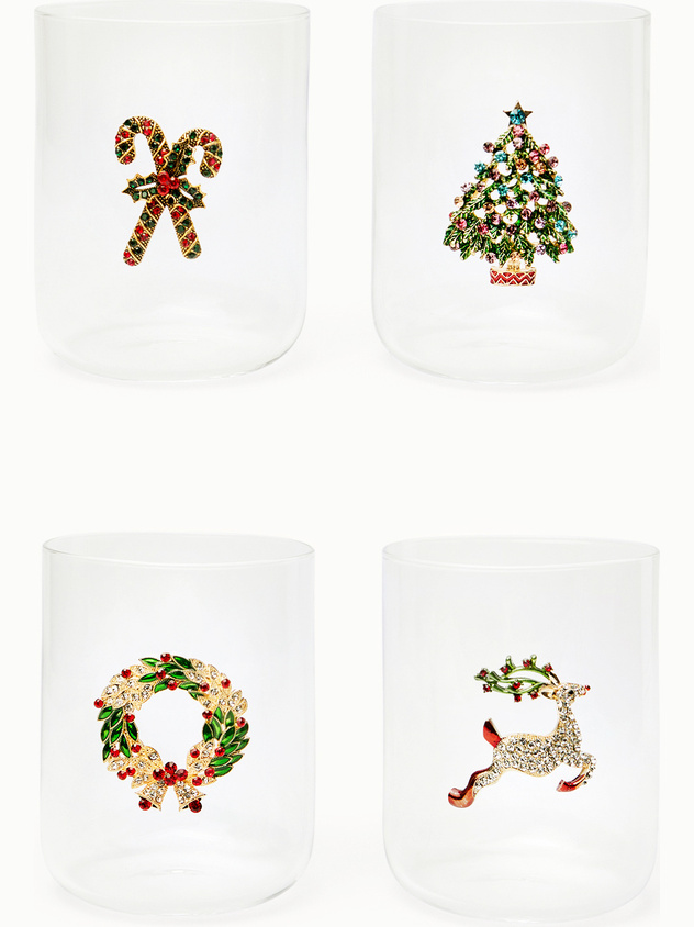 Glass glasses with ikat decoration
