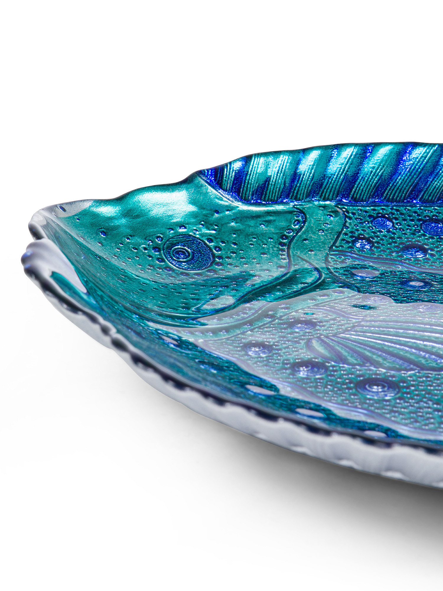 Piatto in pesce vetro colori assortiti, Blu, large image number 1