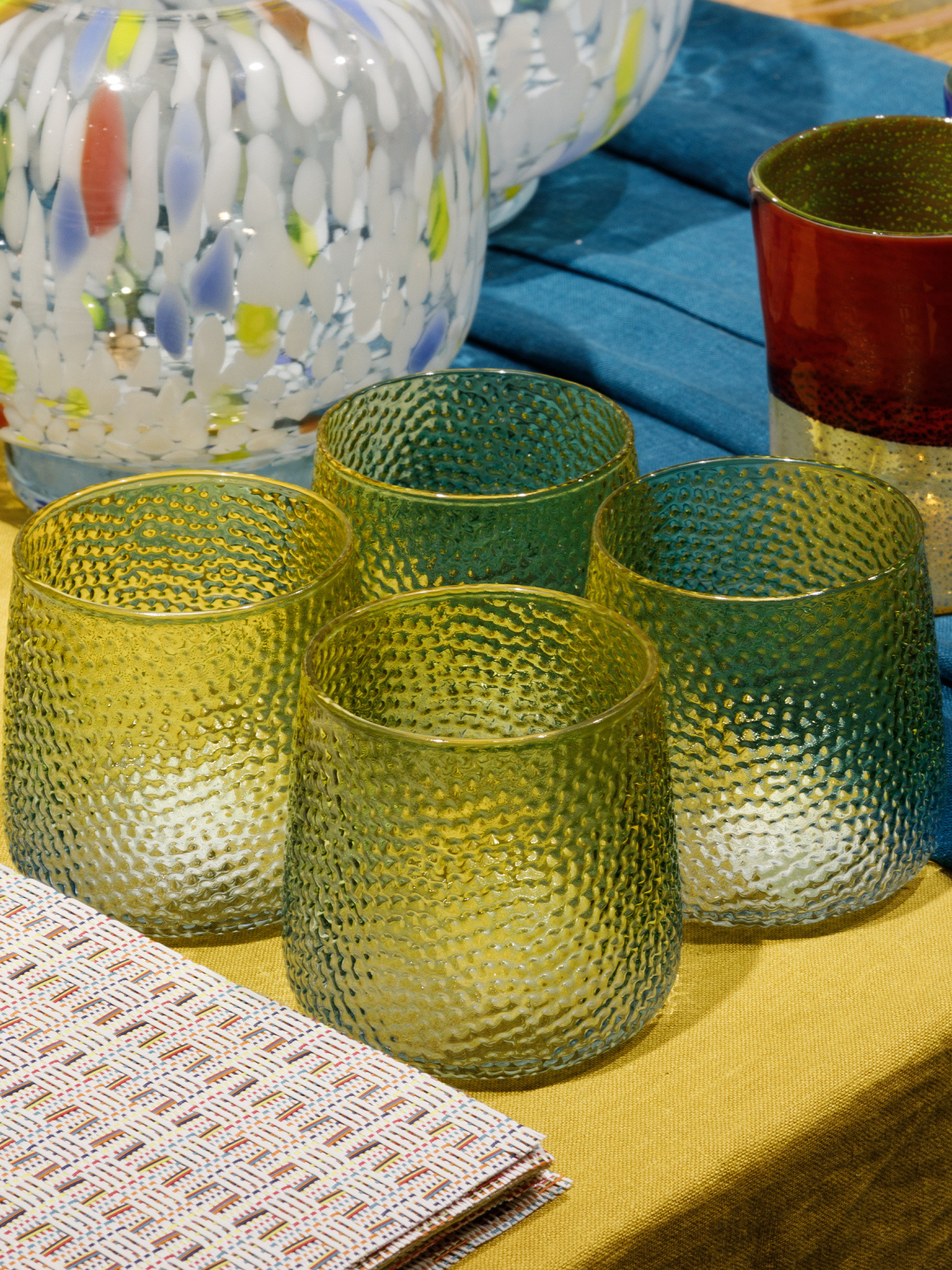 Bicchiere acqua vetro bicolore, Azzurro, large image number 2