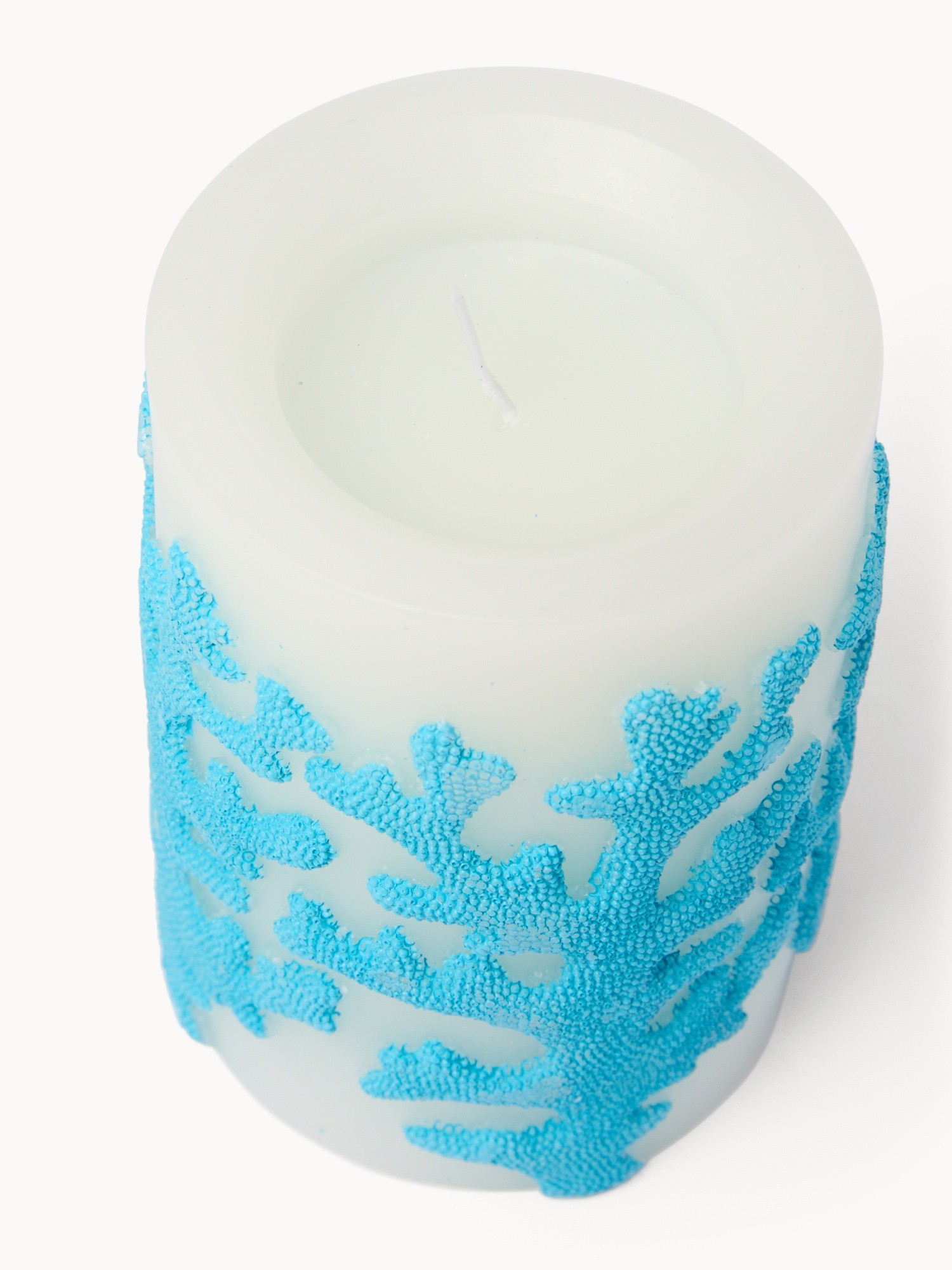 Candela con decorazione corallo, Bianco/Azzurro, large image number 0