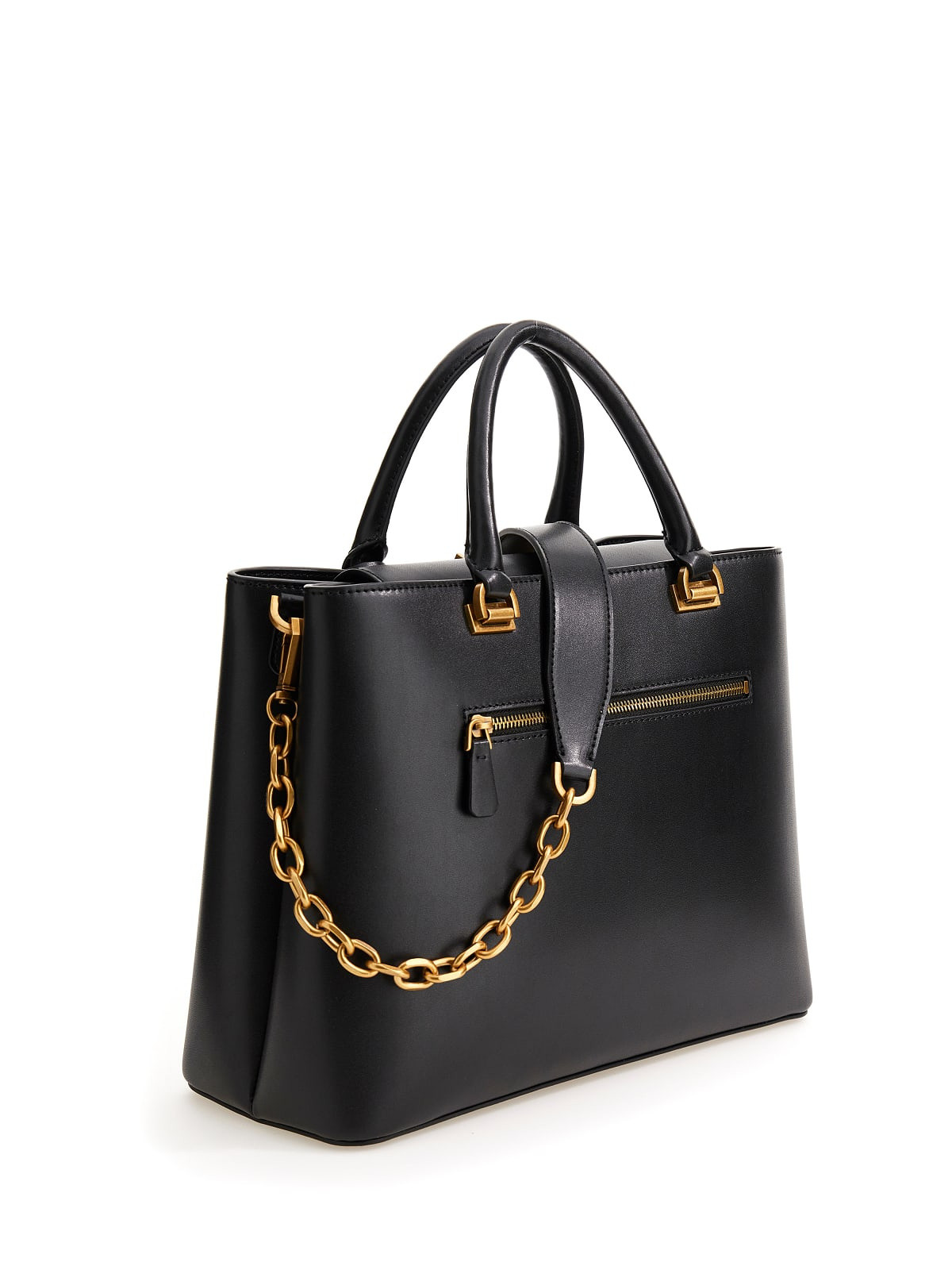Hand bag with chain strap, Black, large image number 1