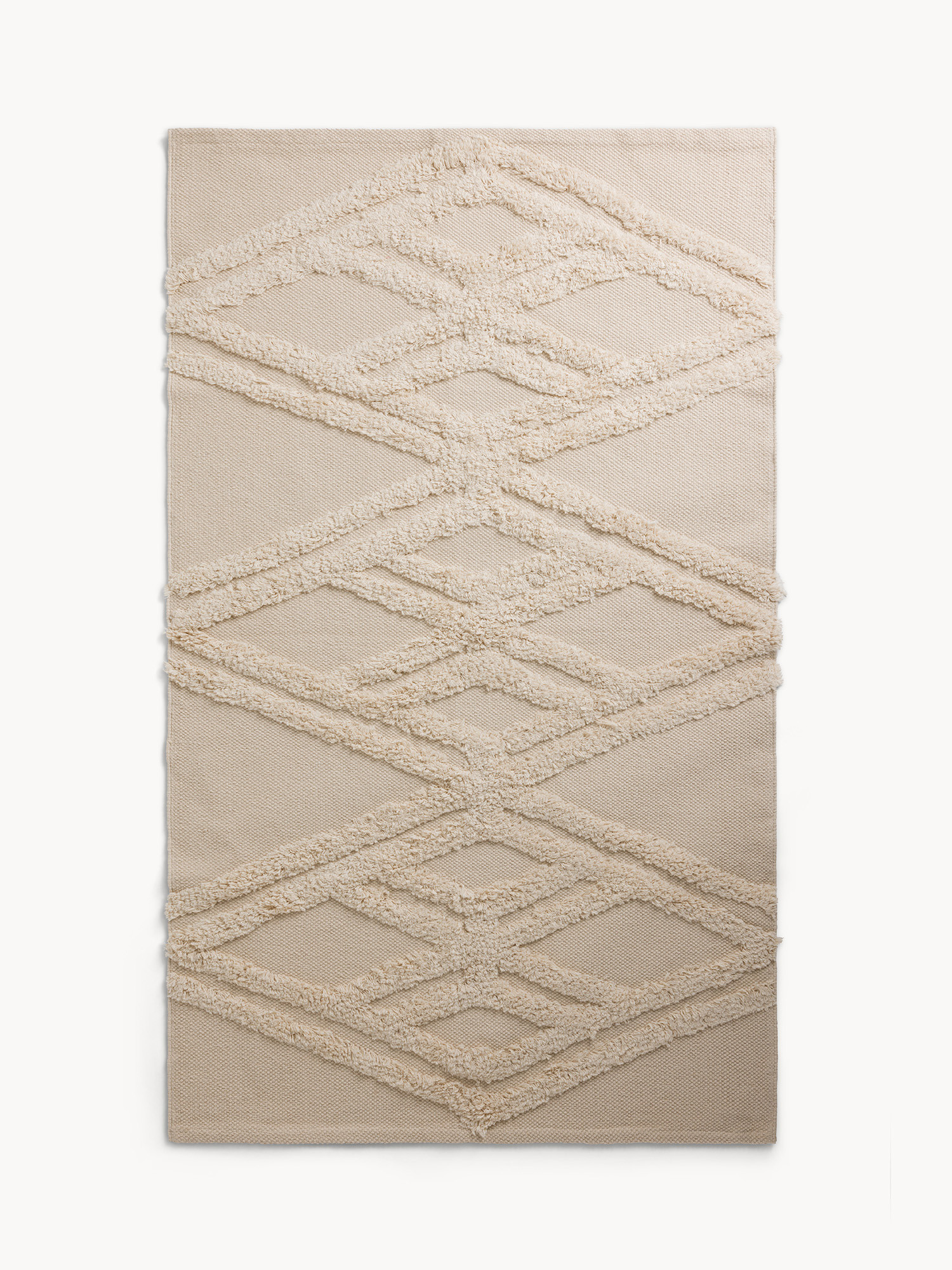 Tappeto rettangolare con motivo taftato in rilievo, Beige, large image number 0