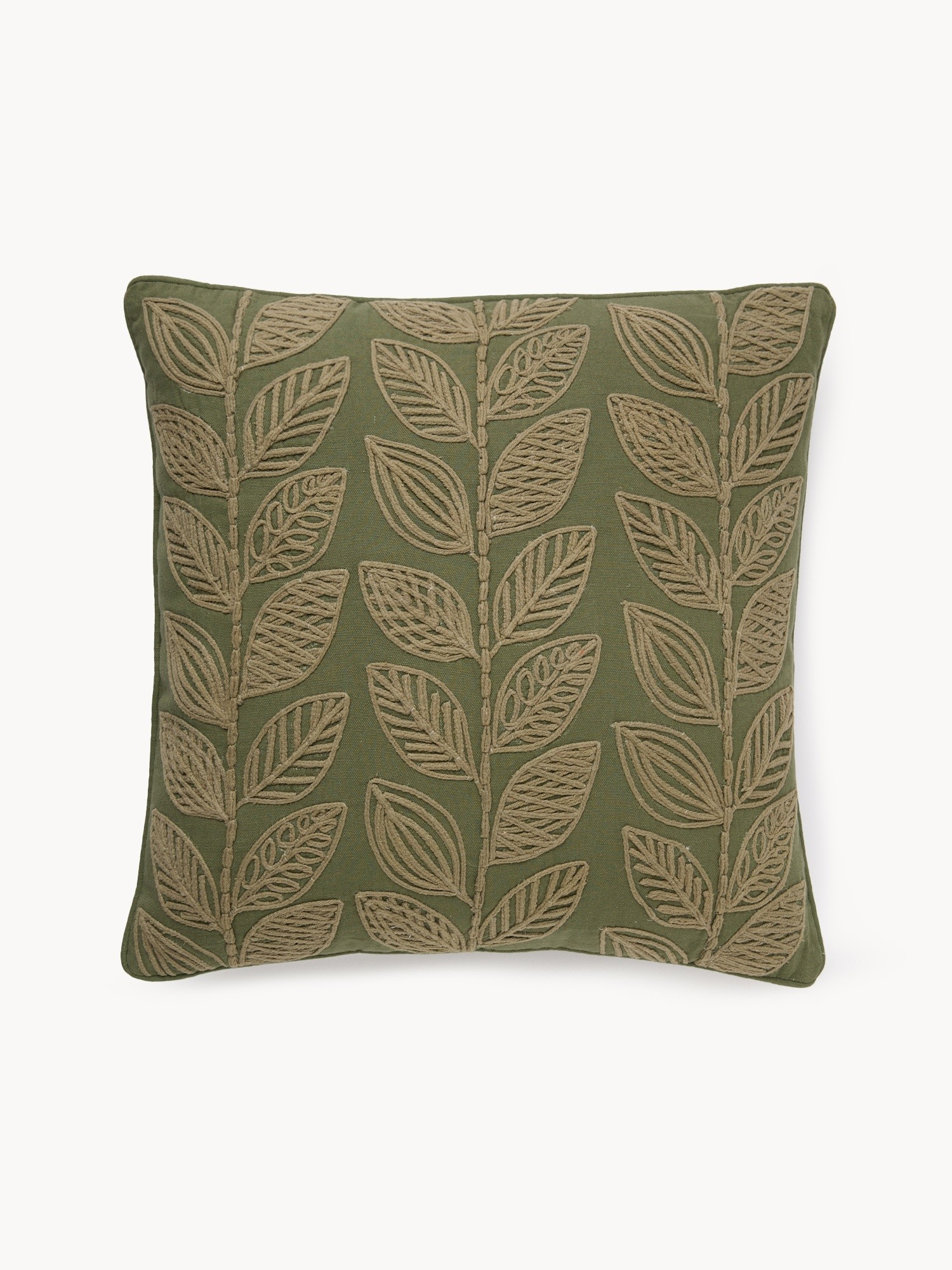 Foliage embroidered cushion 45x45cm, Green, large image number 0
