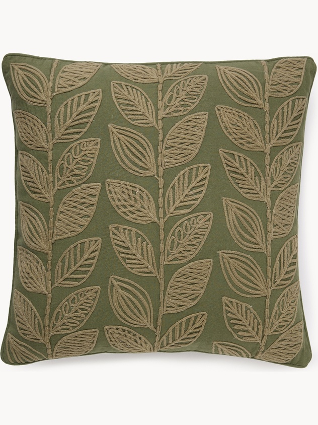 Foliage embroidered cushion 45x45cm