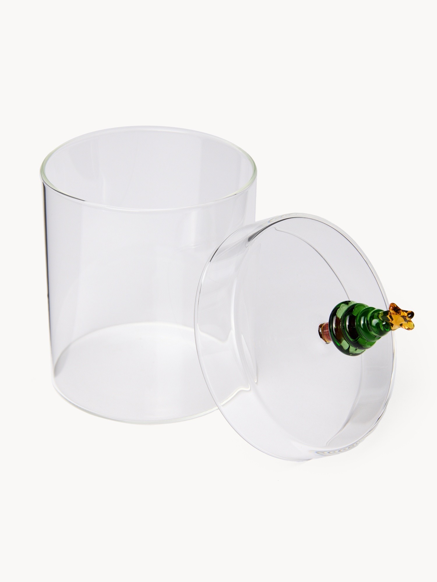 Barattolo in vetro borosilicato dettaglio natalizio, Trasparente, large image number 0
