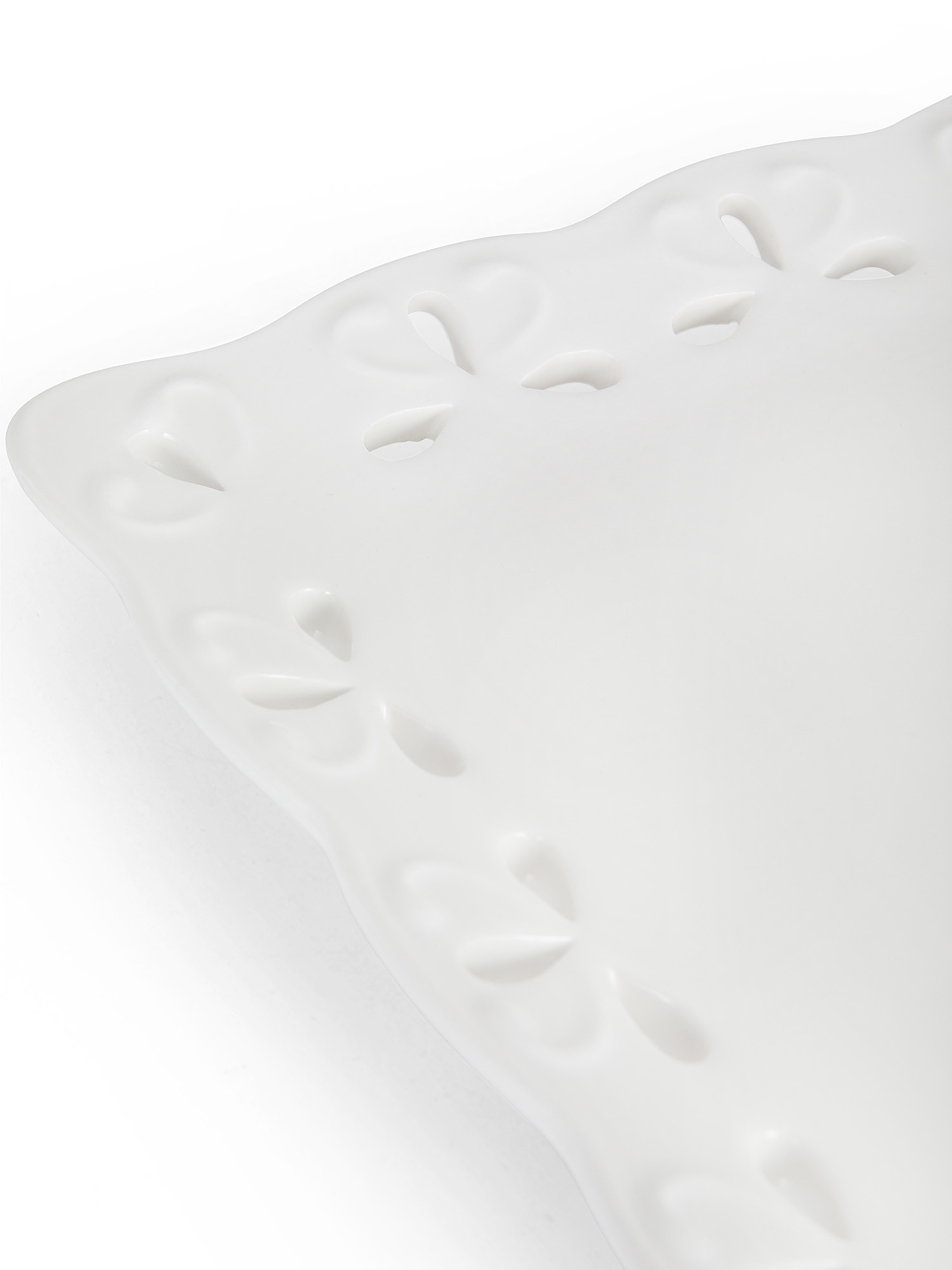 Vassoio ceramica con bordo traforato, Bianco, large image number 1