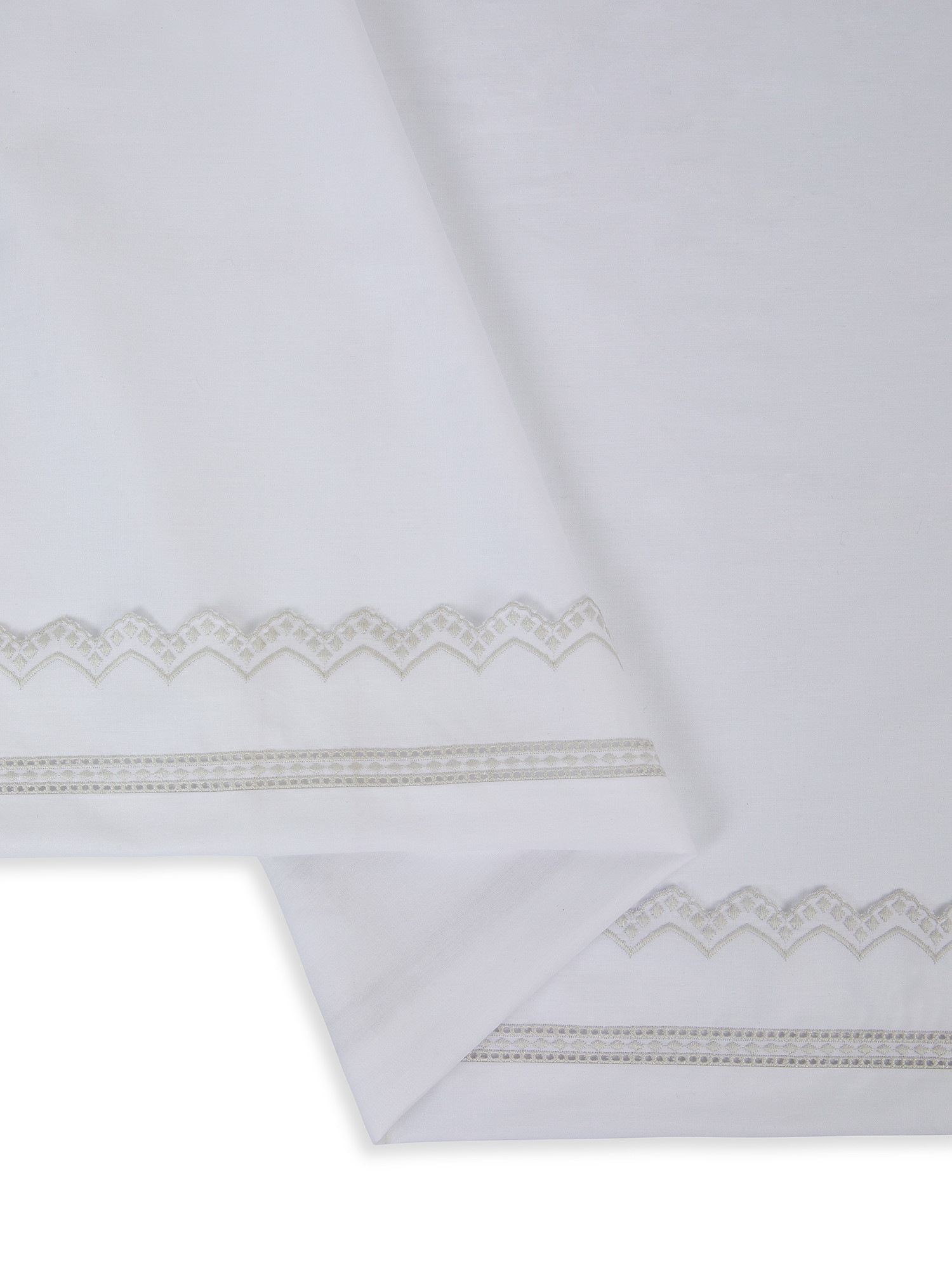 Cotton percale sheet set with broderie anglaise embroidery, Grey, large image number 1