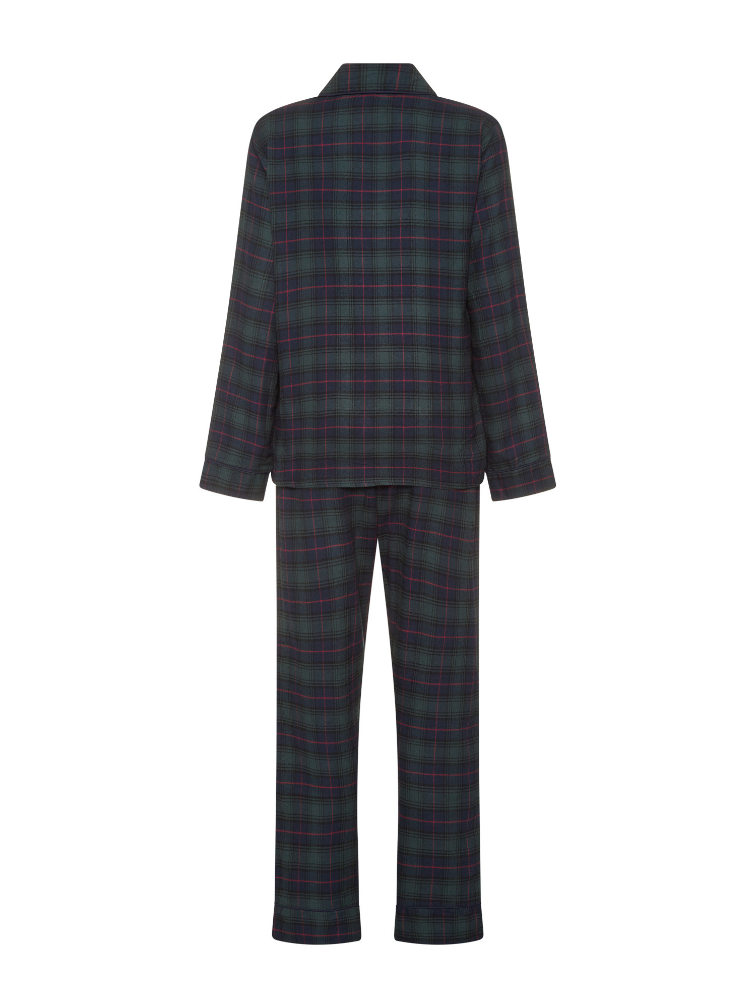 Pigiama in caldo cotone tartan, Verde, large image number 1